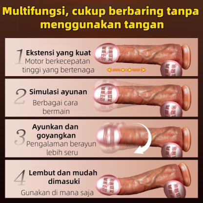 Dildo Getar dan Putar Realistis dengan Perekat Hisap Kuat Silikon Lembut Body Safe Panjang 19cm Kedalaman 17cm Diameter 3cm Baterai 2xAA Bonus Pelumas 8ml