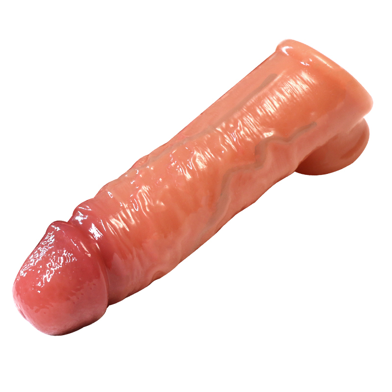 Pembesar Penis Realistis Silikon Medis Elastis Panjang 14cm Kepala 3cm Diameter 3 hingga 4cm Dapat Digunakan Kembali Bonus Pelumas 8ml