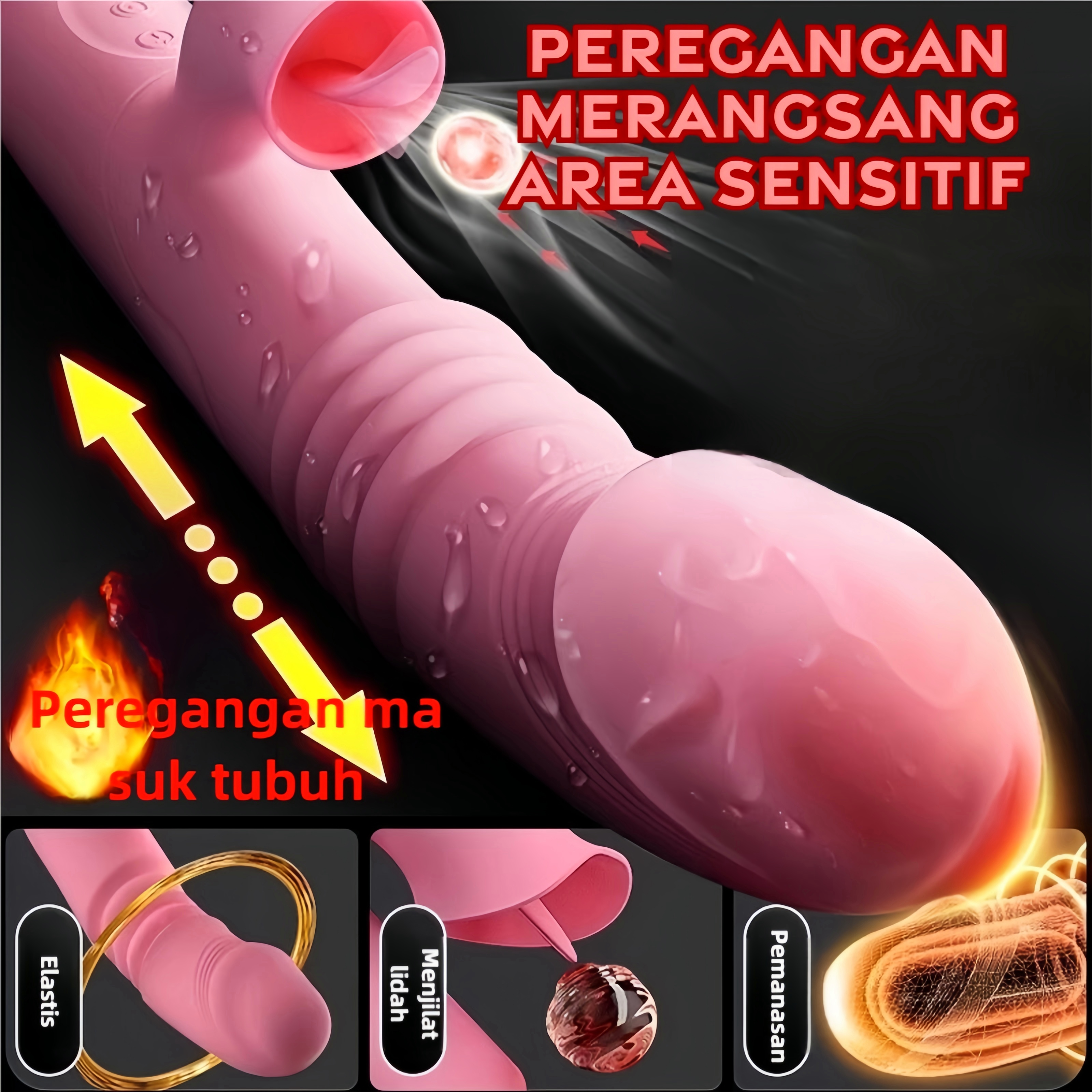 Vibrator Dual Motor Realistis Getaran Ganda Silikon Lembut Tahan Air Panjang 20cm Kedalaman 13cm Diameter 2cm