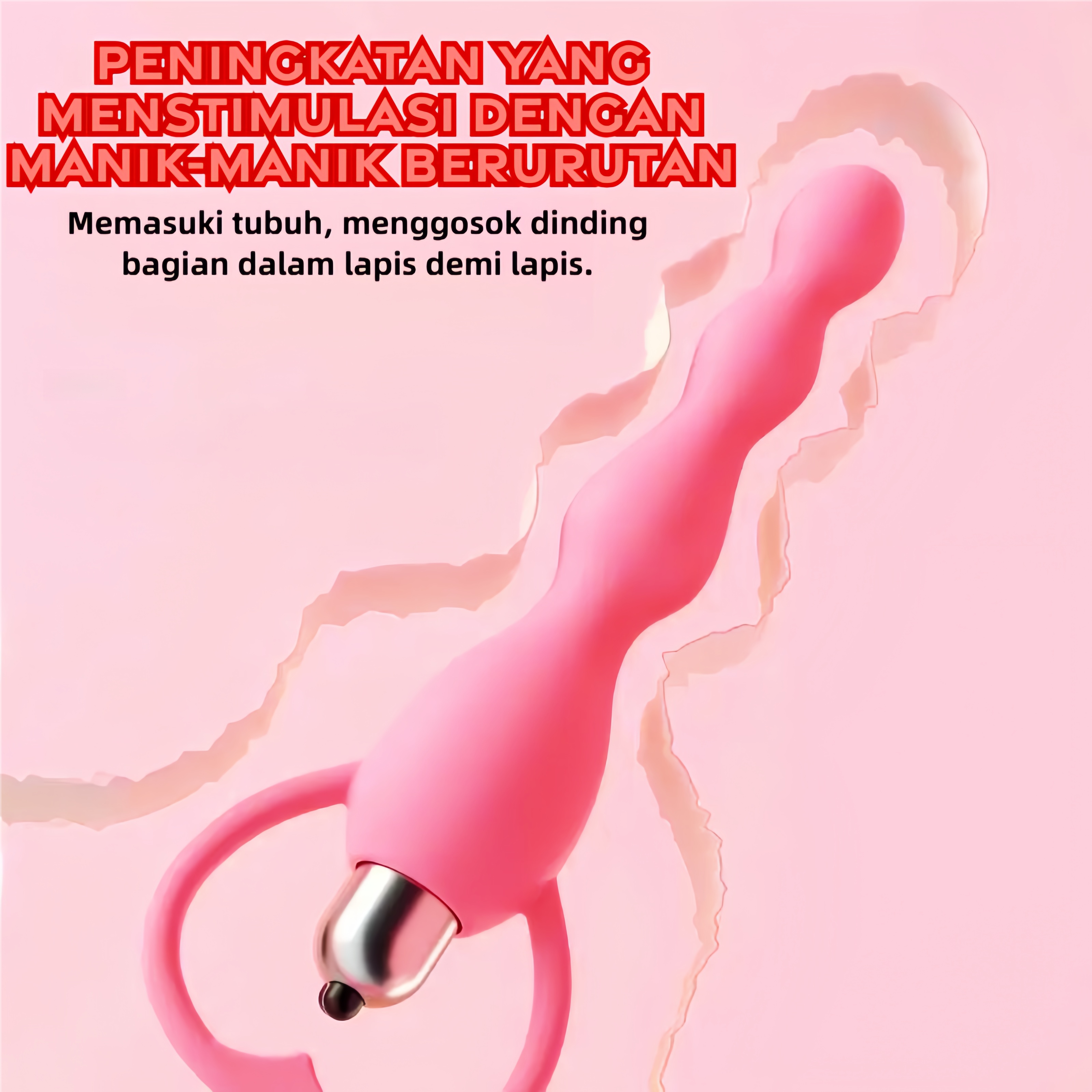 Alat Bantu Seks Anal Bergetar Warna Pink Getaran Ganda Silikon Body Safe Panjang 15cm Kedalaman 13cm