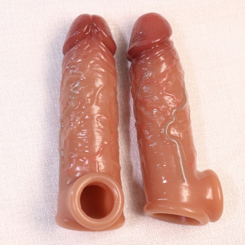 Pembesar Penis Realistis Silikon Medis Elastis Panjang 14cm Kepala 3cm Diameter 3 hingga 4cm Dapat Digunakan Kembali Bonus Pelumas 8ml