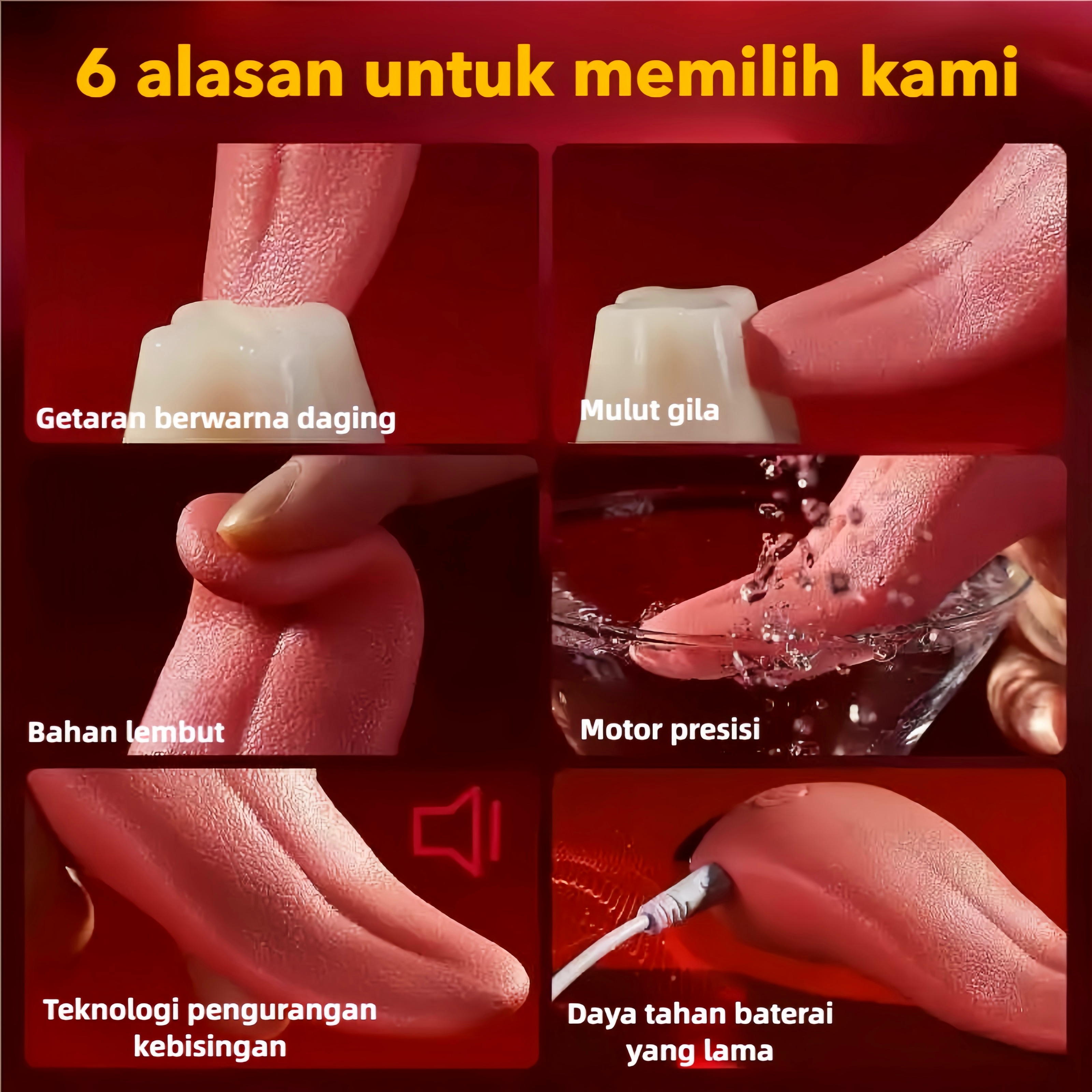 Mainan Penjilat Klitoris Lidah Fleksibel 10 Mode Getaran Bahan TPE dan ABS Tahan Air USB Rechargeable Bonus Pelumas 8ml