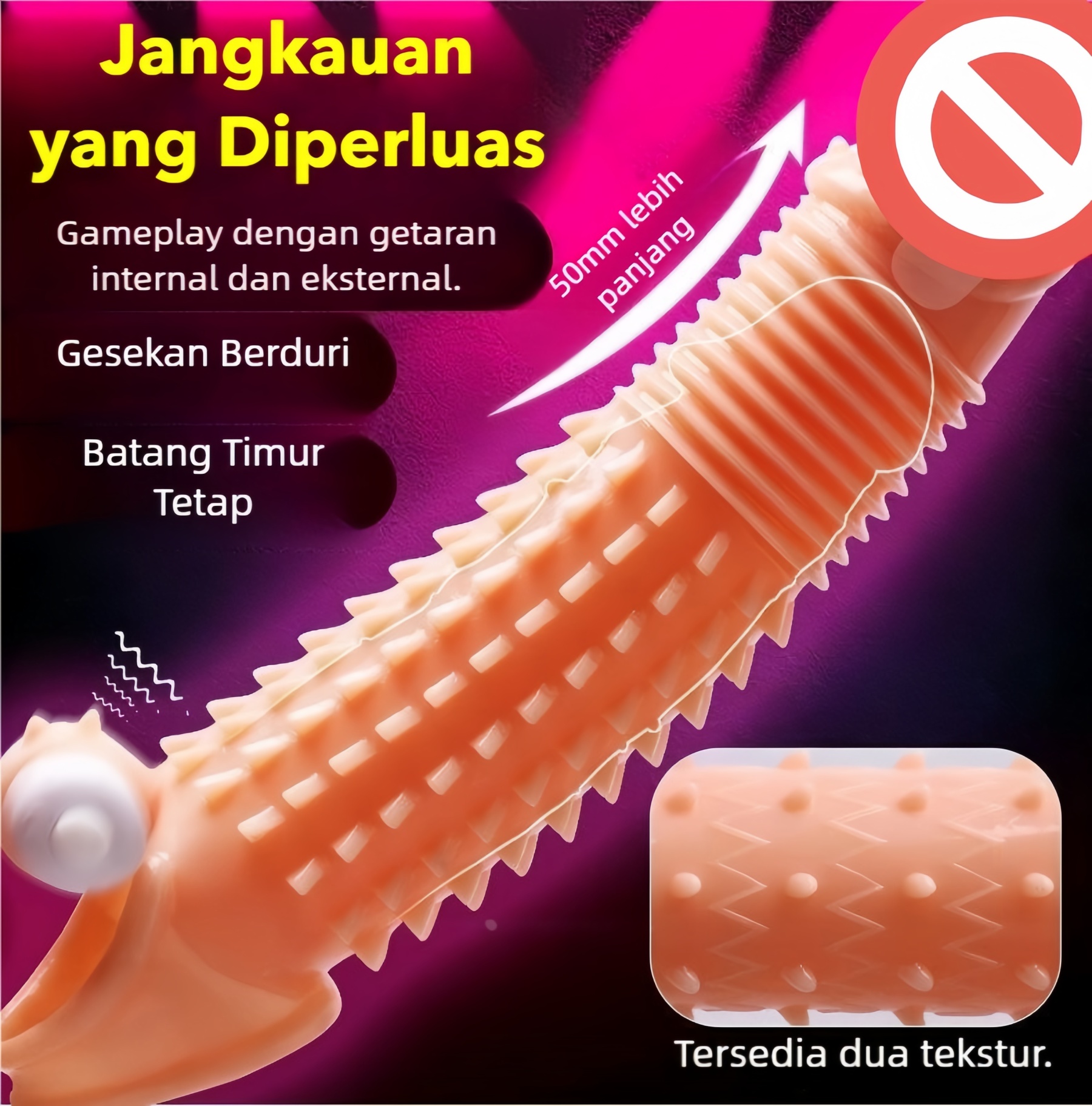 Kondom Getar Elastis Bebas Lateks Fungsi Getaran Bawaan Tambah 4cm Total 17cm Bukaan 3 hingga 5cm Dapat Digunakan Kembali Bonus Pelumas 8ml