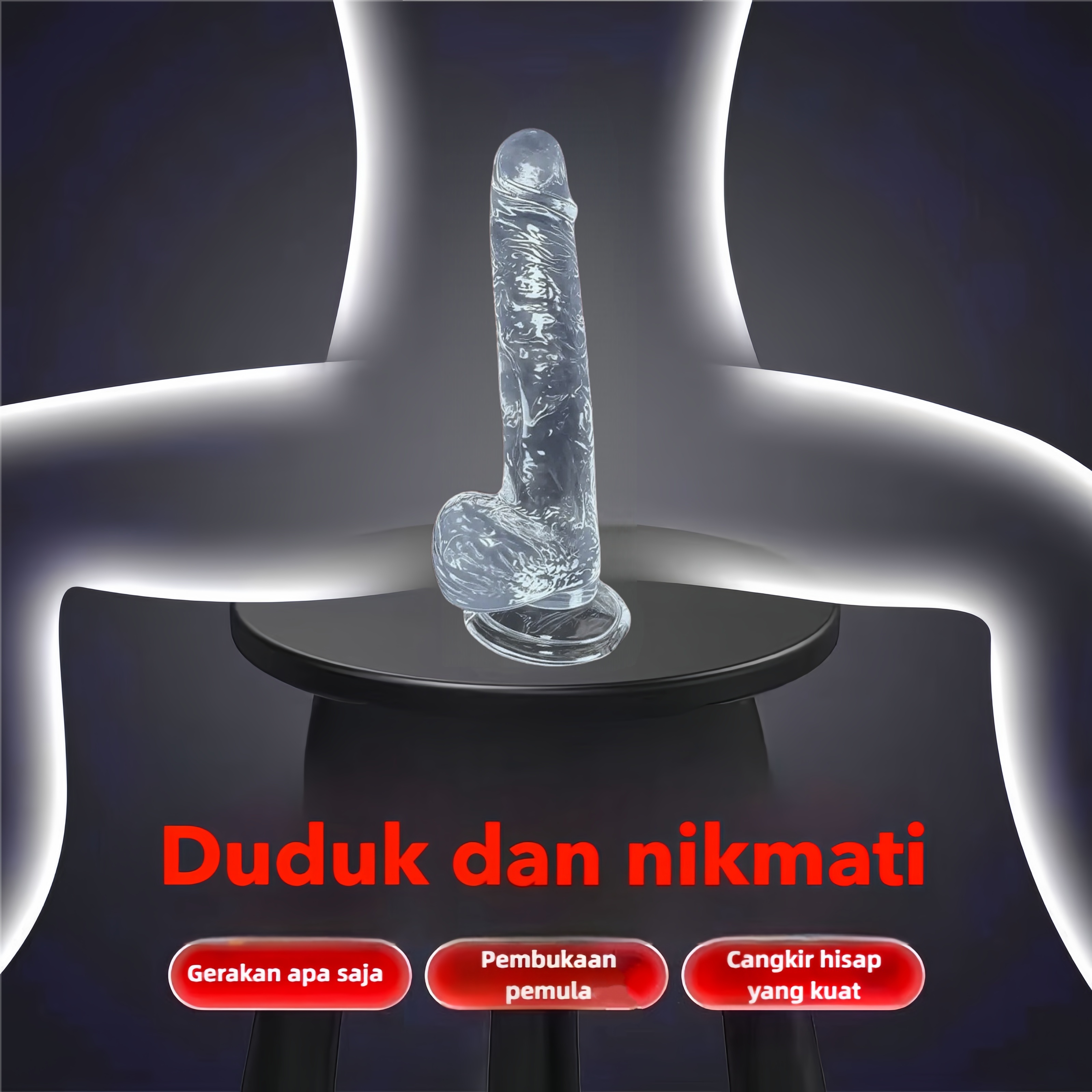 Dildo Realistis dengan Kepala dan Testis dari Silikon Lembut Body Safe Panjang 20cm Kedalaman 18cm Diameter 3cm Dilengkapi Penghisap Kuat Bonus Pelumas 8ml