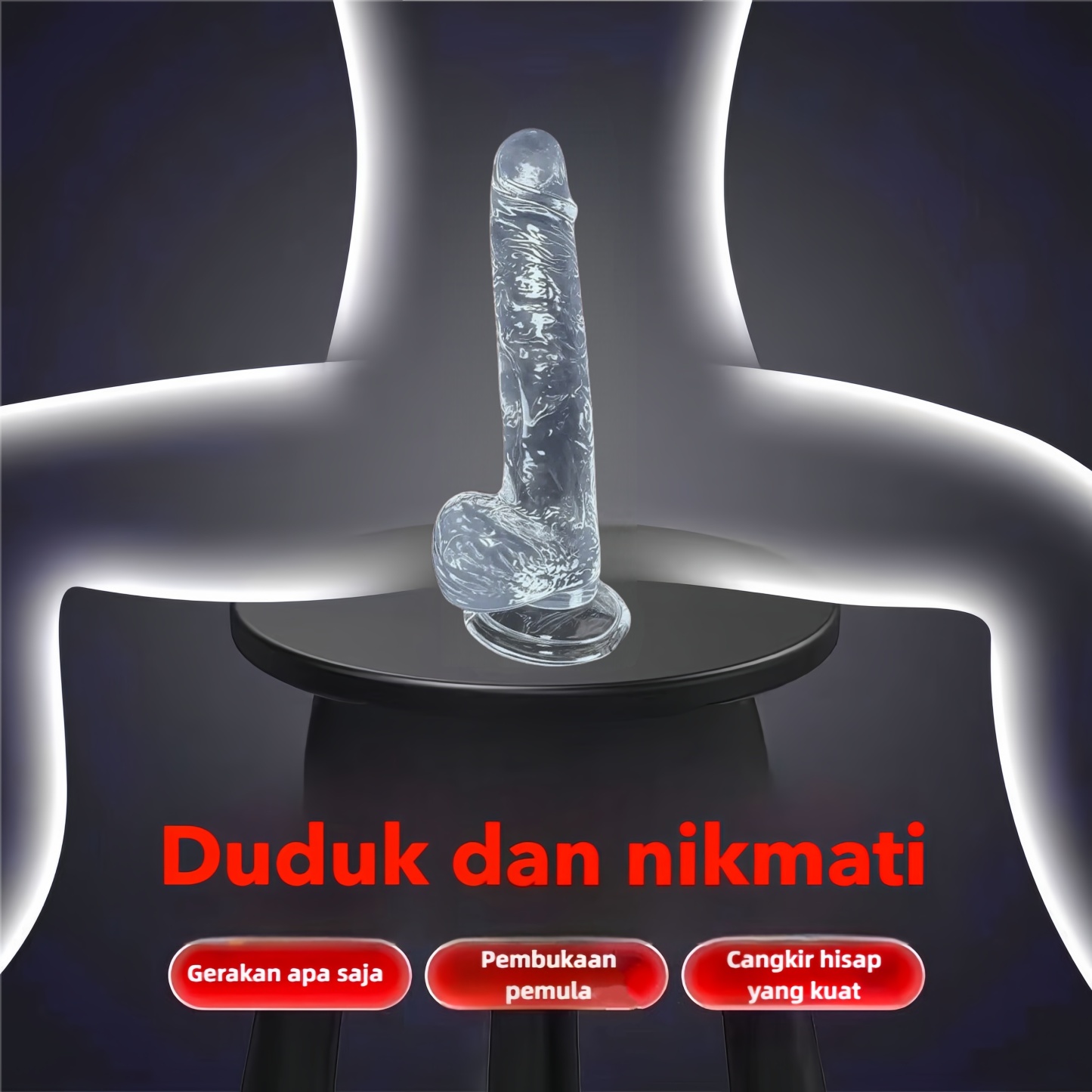 Dildo Realistis dengan Kepala dan Testis dari Silikon Lembut Body Safe Panjang 20cm Kedalaman 18cm Diameter 3cm Dilengkapi Penghisap Kuat Bonus Pelumas 8ml