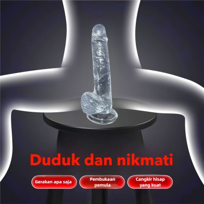 Dildo Realistis dengan Kepala dan Testis dari Silikon Lembut Body Safe Panjang 20cm Kedalaman 18cm Diameter 3cm Dilengkapi Penghisap Kuat Bonus Pelumas 8ml