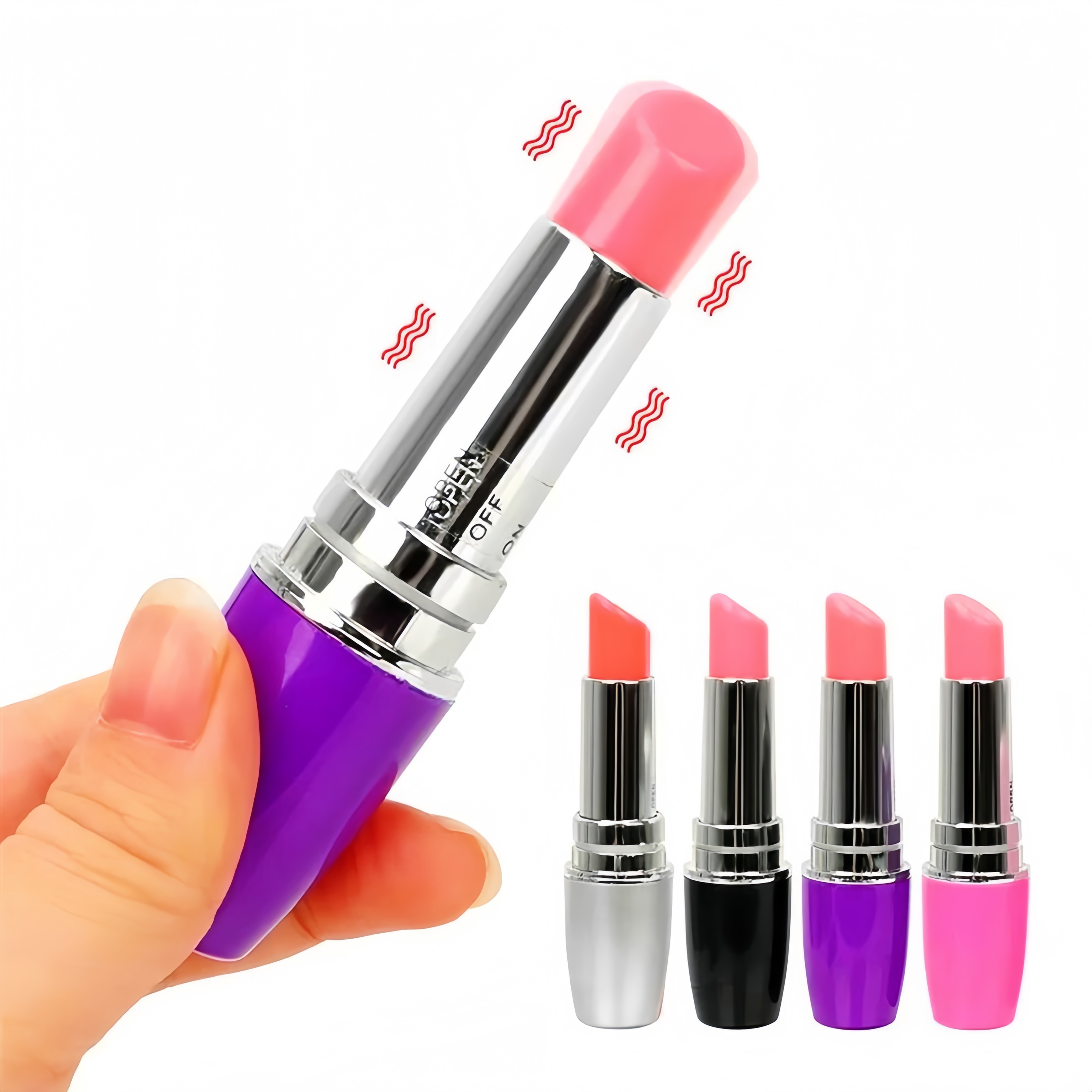 Vibrator Bentuk Lipstik Portabel dengan Multi Mode Getaran Silikon Lembut Body Safe Panjang 9cm Kedalaman 6cm Diameter 1.5cm Tahan Air Baterai 1xAA Bonus Pelumas 8ml