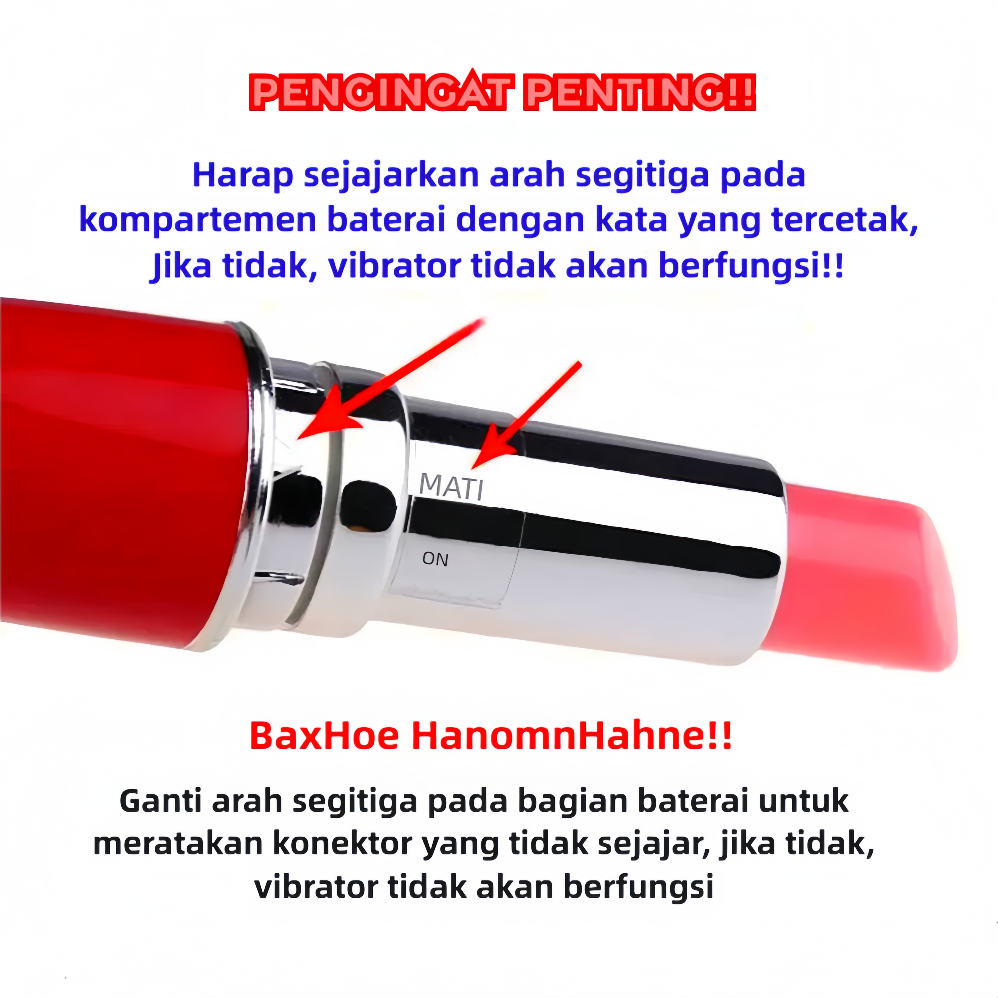 Vibrator Bentuk Lipstik Portabel dengan Multi Mode Getaran Silikon Lembut Body Safe Panjang 9cm Kedalaman 6cm Diameter 1.5cm Tahan Air Baterai 1xAA Bonus Pelumas 8ml