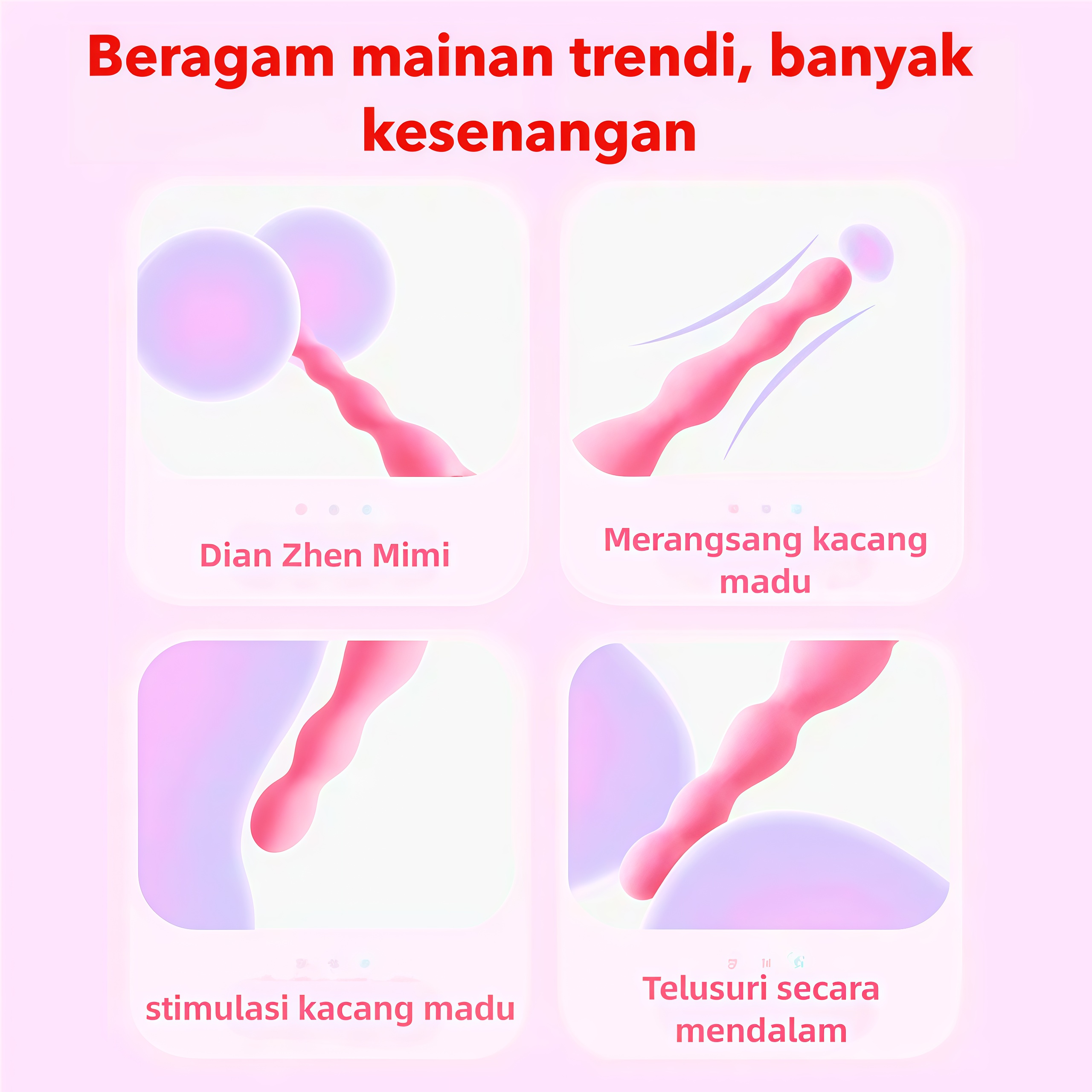 Alat Bantu Seks Anal Bergetar Warna Pink Getaran Ganda Silikon Body Safe Panjang 15cm Kedalaman 13cm