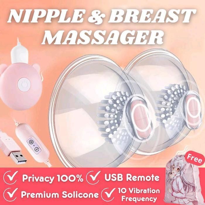 Alat Pijat Payudara dan G Spot Stimulasi Tiga Area Mode Getaran Disesuaikan Nirkabel USB Rechargeable Silikon Lembut Bonus Pelumas 8ml