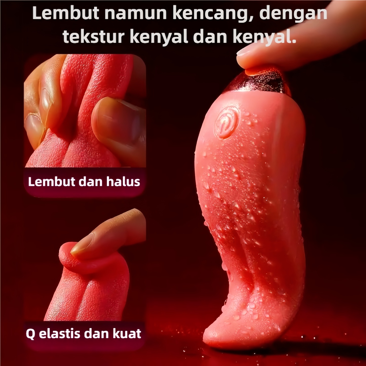 Mainan Penjilat Klitoris Lidah Fleksibel 10 Mode Getaran Bahan TPE dan ABS Tahan Air USB Rechargeable Bonus Pelumas 8ml