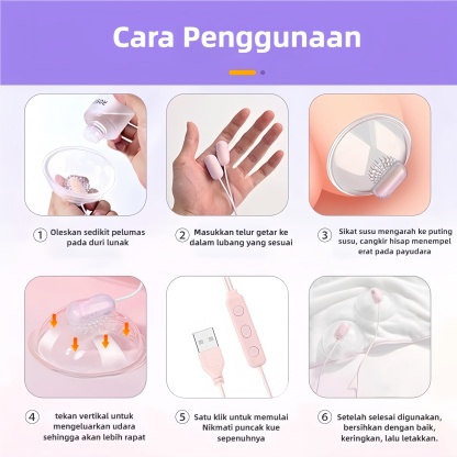 Alat Pijat Payudara dan G Spot Stimulasi Tiga Area Mode Getaran Disesuaikan Nirkabel USB Rechargeable Silikon Lembut Bonus Pelumas 8ml