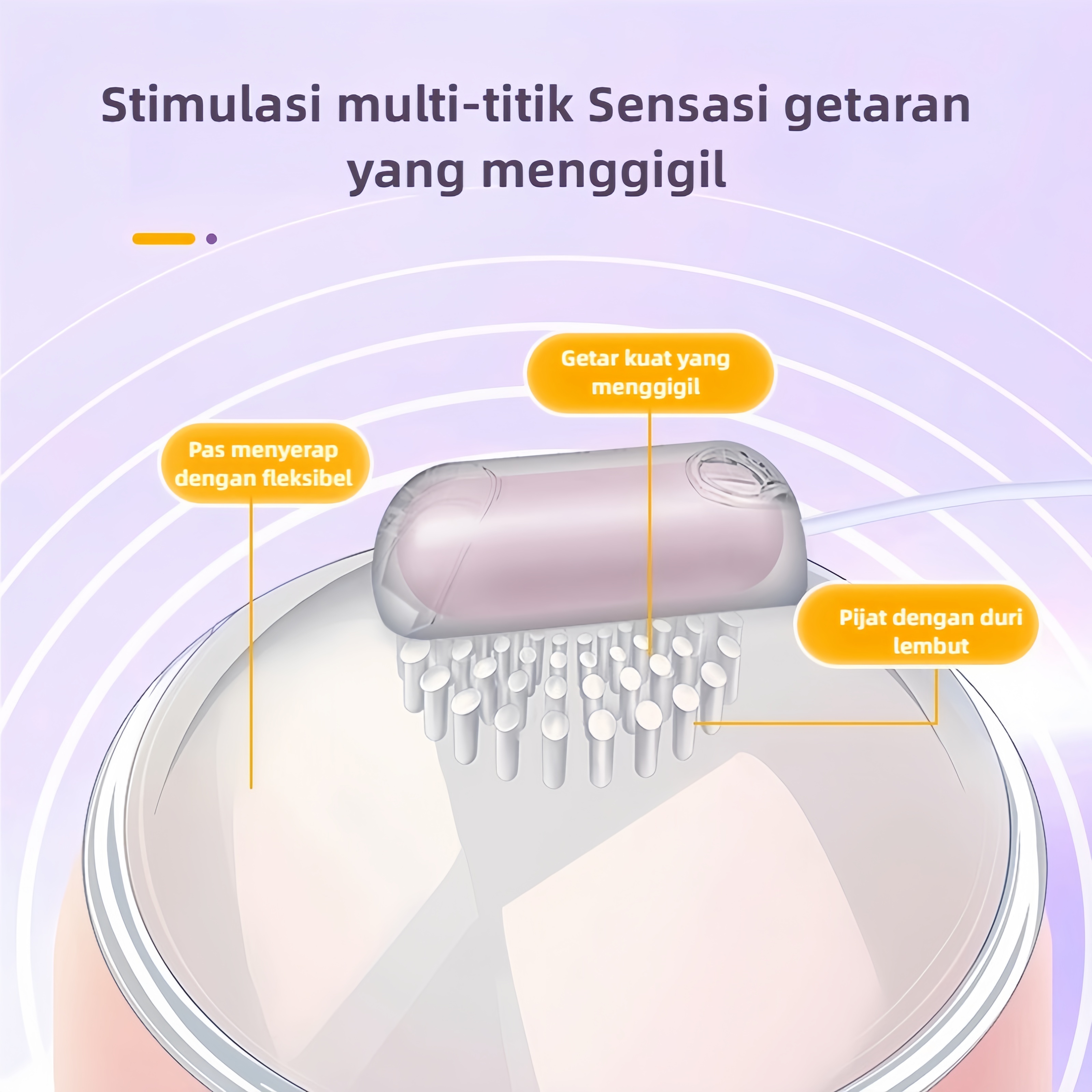 Alat Pijat Payudara dan G Spot Stimulasi Tiga Area Mode Getaran Disesuaikan Nirkabel USB Rechargeable Silikon Lembut Bonus Pelumas 8ml