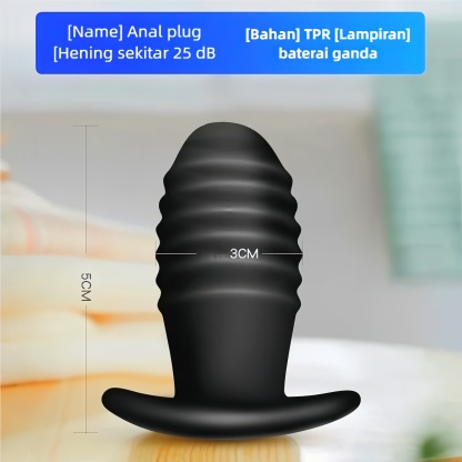 Mini Vibrator Anal Plug dengan Mode Getaran Dapat Diatur Tahan Air Silikon Body Safe Panjang 5cm Diameter 2cm Baterai 2xAG13 Bonus Pelumas 8ml