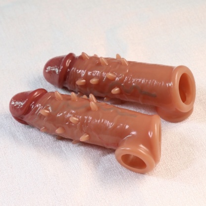 Pembesar Penis Realistis Silikon Medis Elastis Panjang 14cm Kepala 3cm Diameter 3 hingga 4cm Dapat Digunakan Kembali