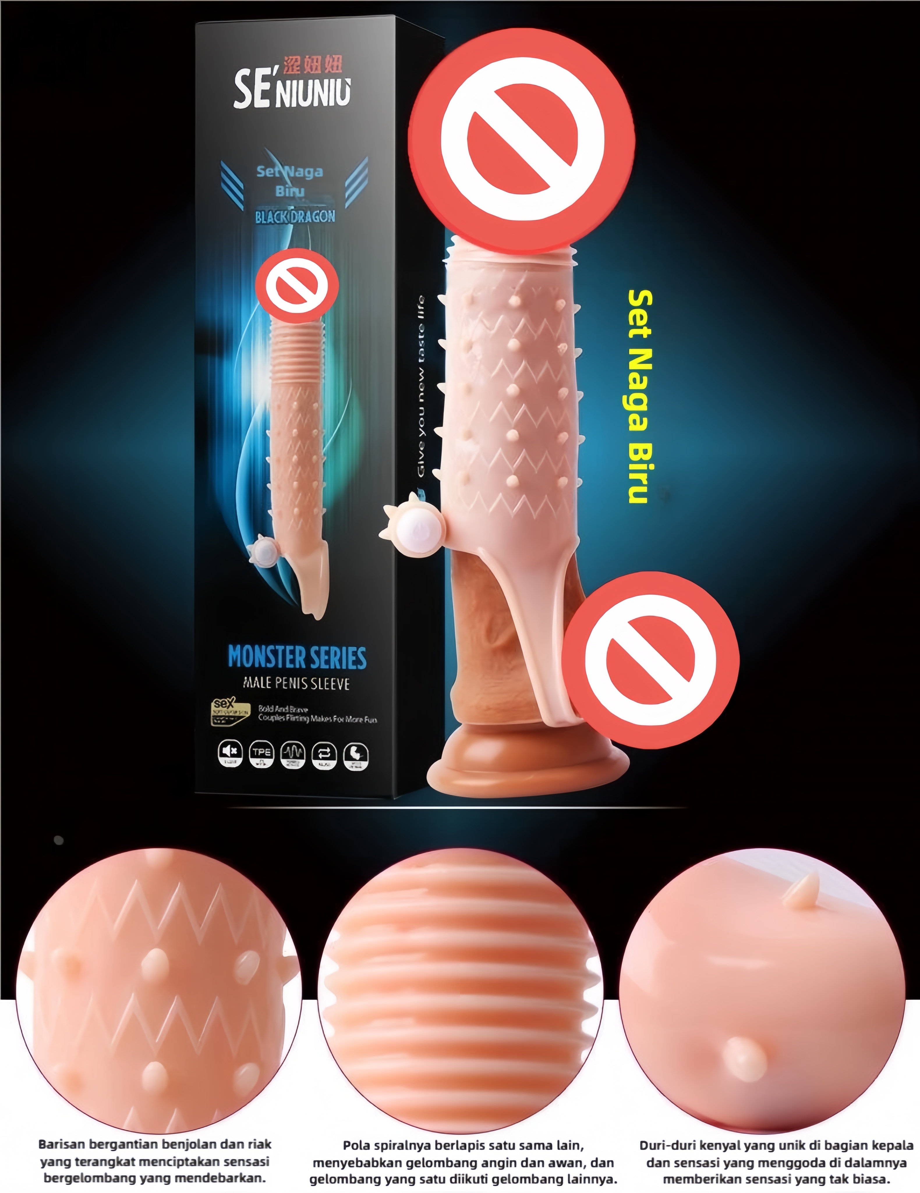 Kondom Getar Elastis Bebas Lateks Fungsi Getaran Bawaan Tambah 4cm Total 17cm Bukaan 3 hingga 5cm Dapat Digunakan Kembali Bonus Pelumas 8ml