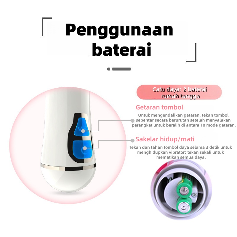 Vibrator G Spot Motor Terpisah Getaran dan Dorongan Kuat Silikon Ramah Kulit Tahan Air Panjang 20cm Kedalaman 13cm Diameter 2cm