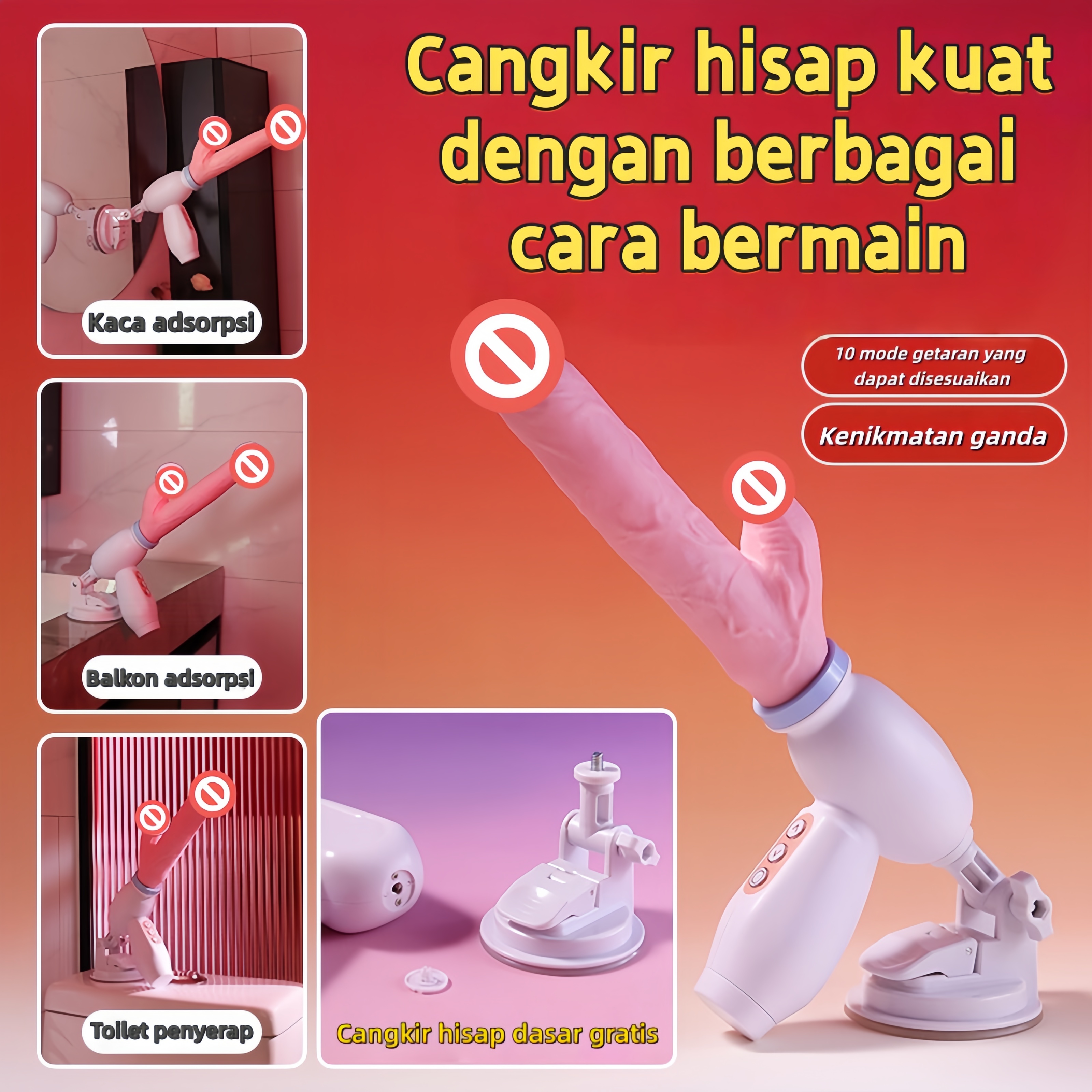 Mainan wanita, replika penis pria, vibrator ganda untuk G-spot dan vagina, dilengkapi dengan fungsi kecepatan yang dapat disesuaikan, perpanjangan, dan getaran.