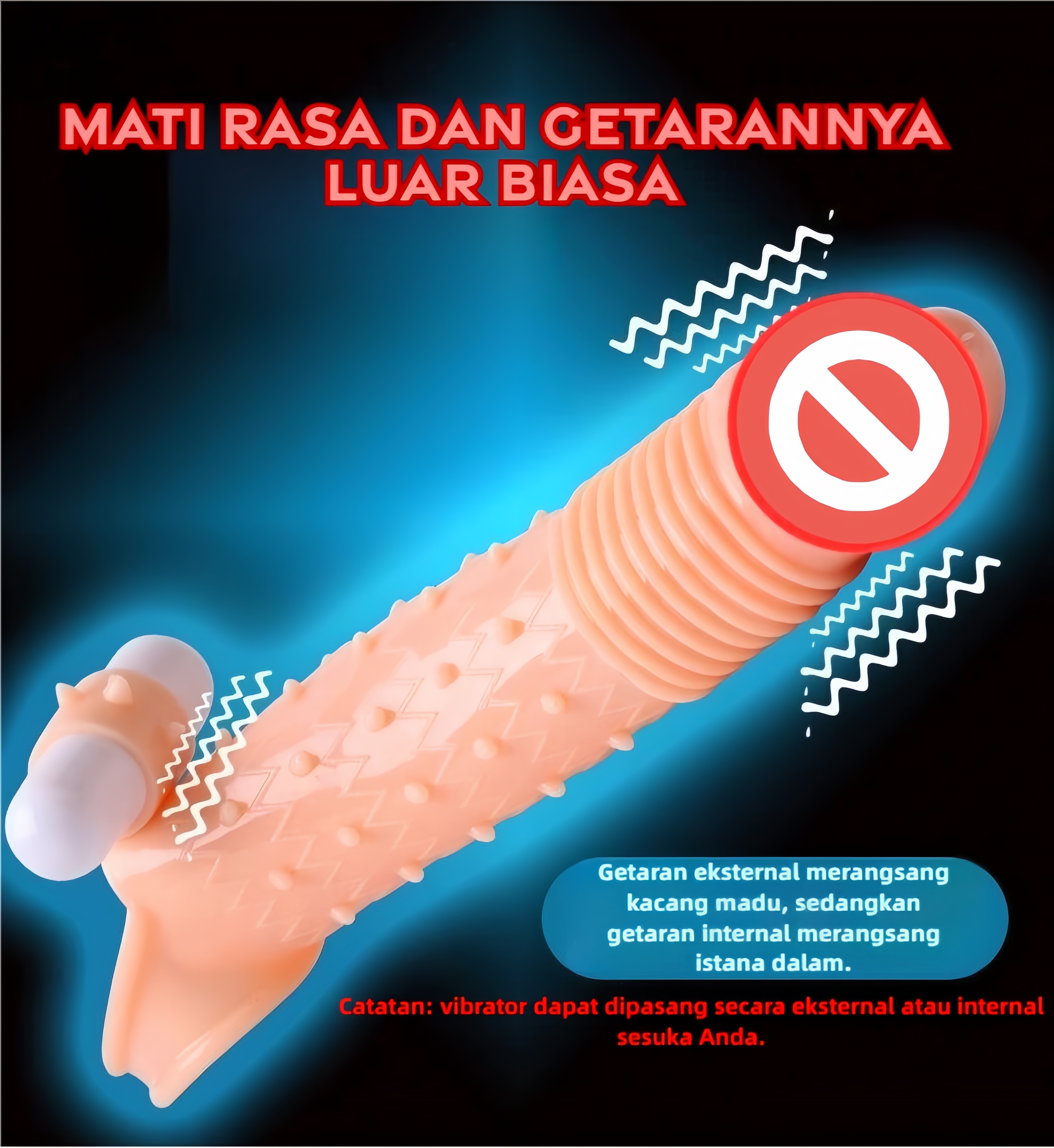 Kondom Getar Elastis Bebas Lateks Fungsi Getaran Bawaan Tambah 4cm Total 17cm Bukaan 3 hingga 5cm Dapat Digunakan Kembali Bonus Pelumas 8ml
