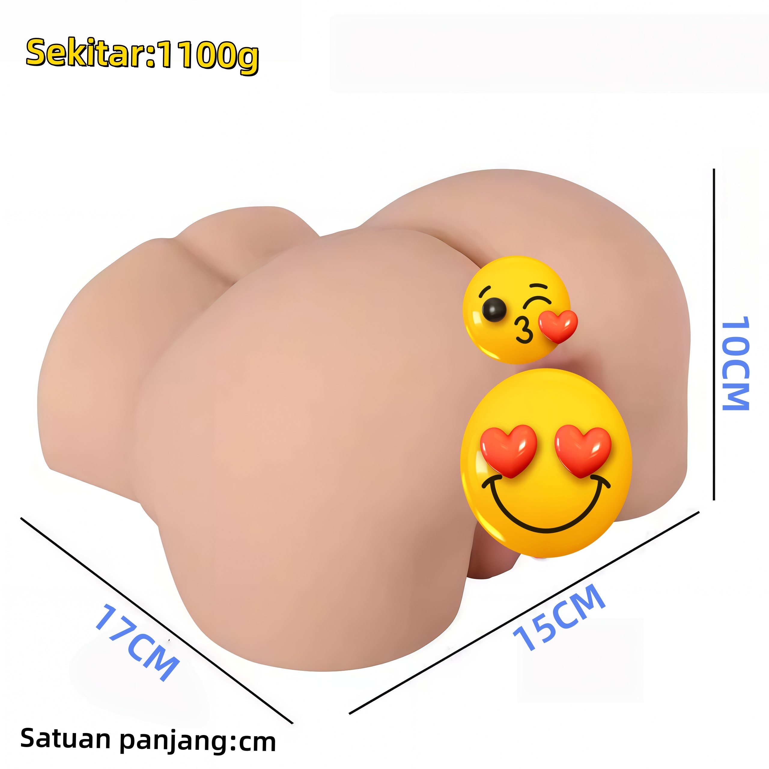 Mainan Anal Silikon Dua Lubang Realistis untuk Pria Bahan Premium Elastis Kontraktil Panjang 17cm Diameter 15cm Tinggi 10cm Bonus Pelumas 8ml