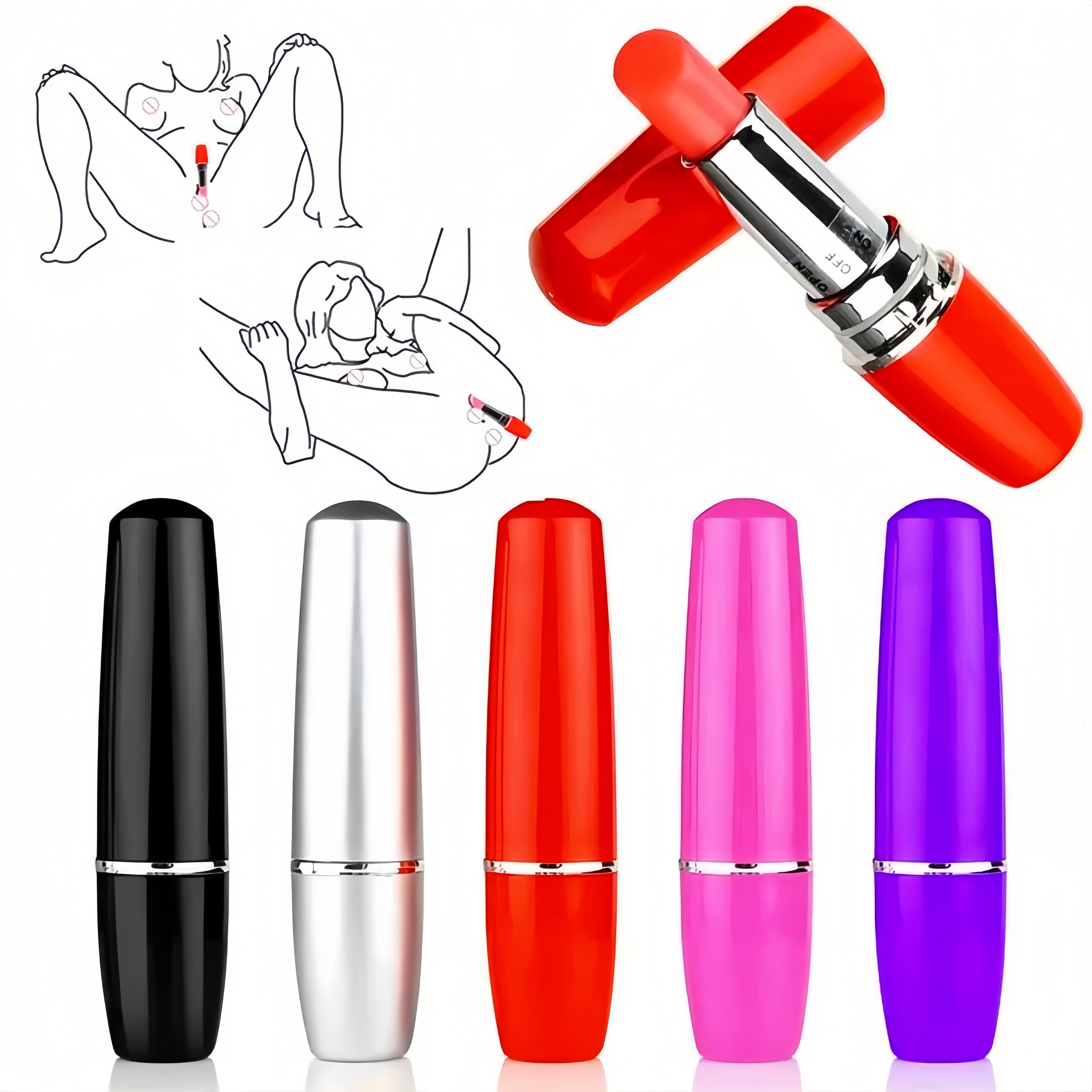 Vibrator Bentuk Lipstik Portabel dengan Multi Mode Getaran Silikon Lembut Body Safe Panjang 9cm Kedalaman 6cm Diameter 1.5cm Tahan Air Baterai 1xAA Bonus Pelumas 8ml