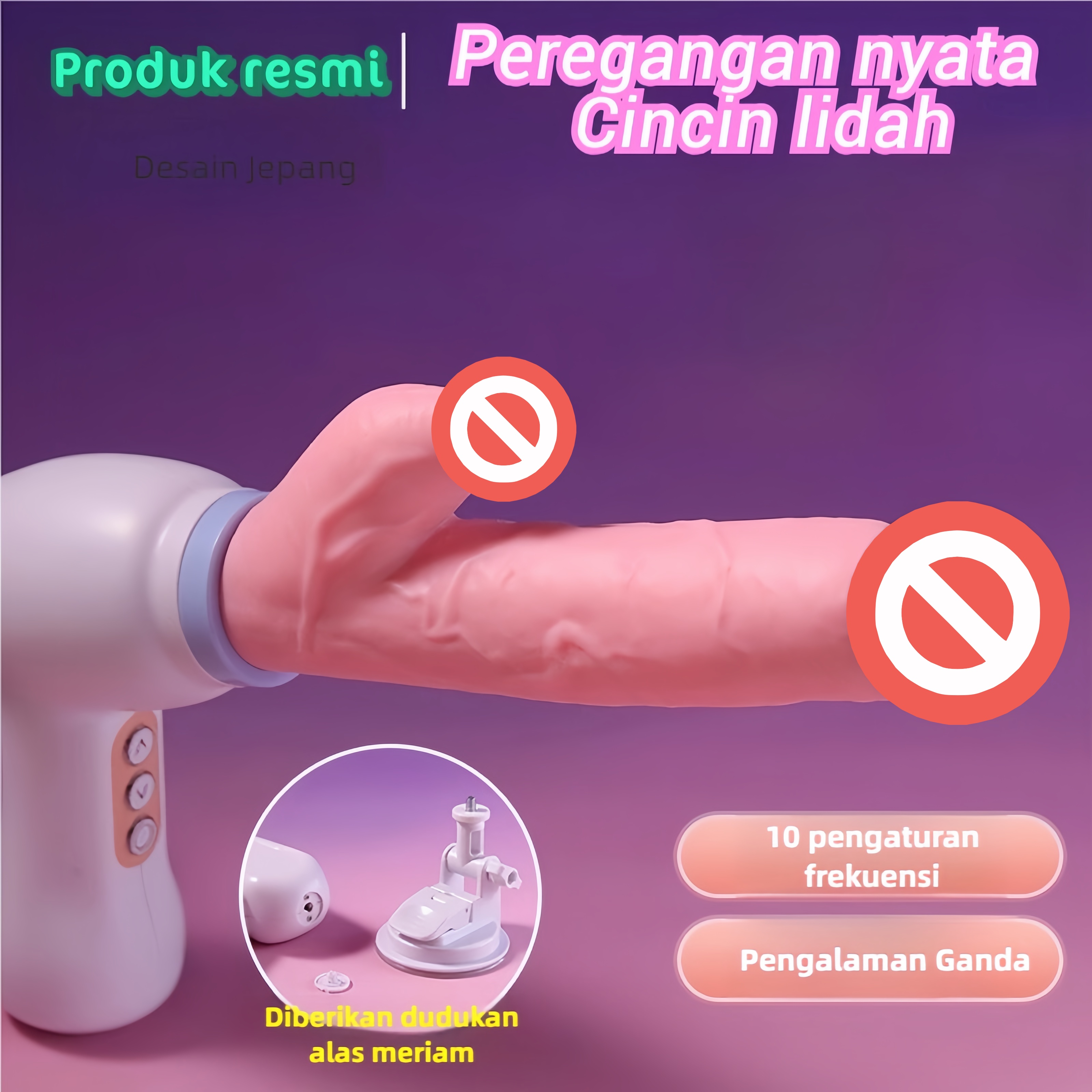Mainan wanita, replika penis pria, vibrator ganda untuk G-spot dan vagina, dilengkapi dengan fungsi kecepatan yang dapat disesuaikan, perpanjangan, dan getaran.