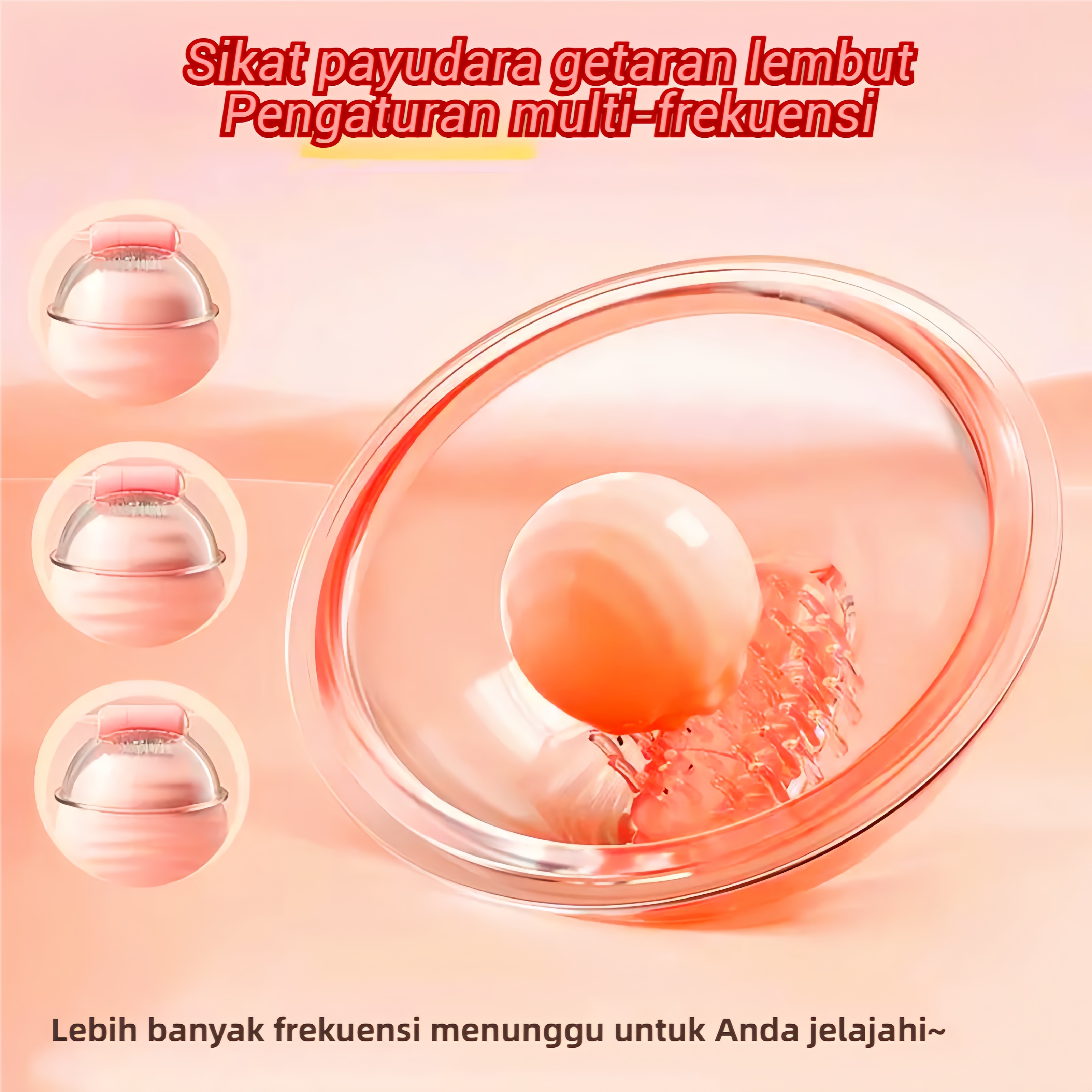 Alat Pijat Payudara dan G Spot Stimulasi Tiga Area Mode Getaran Disesuaikan Nirkabel USB Rechargeable Silikon Lembut Bonus Pelumas 8ml