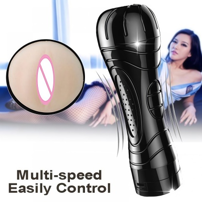 Vagina Bergetar Realistis Silikon Premium Multi Mode Getaran Dapat Diatur Panjang 24cm Kedalaman 17cm Baterai 3xAA Bonus Pelumas 8ml