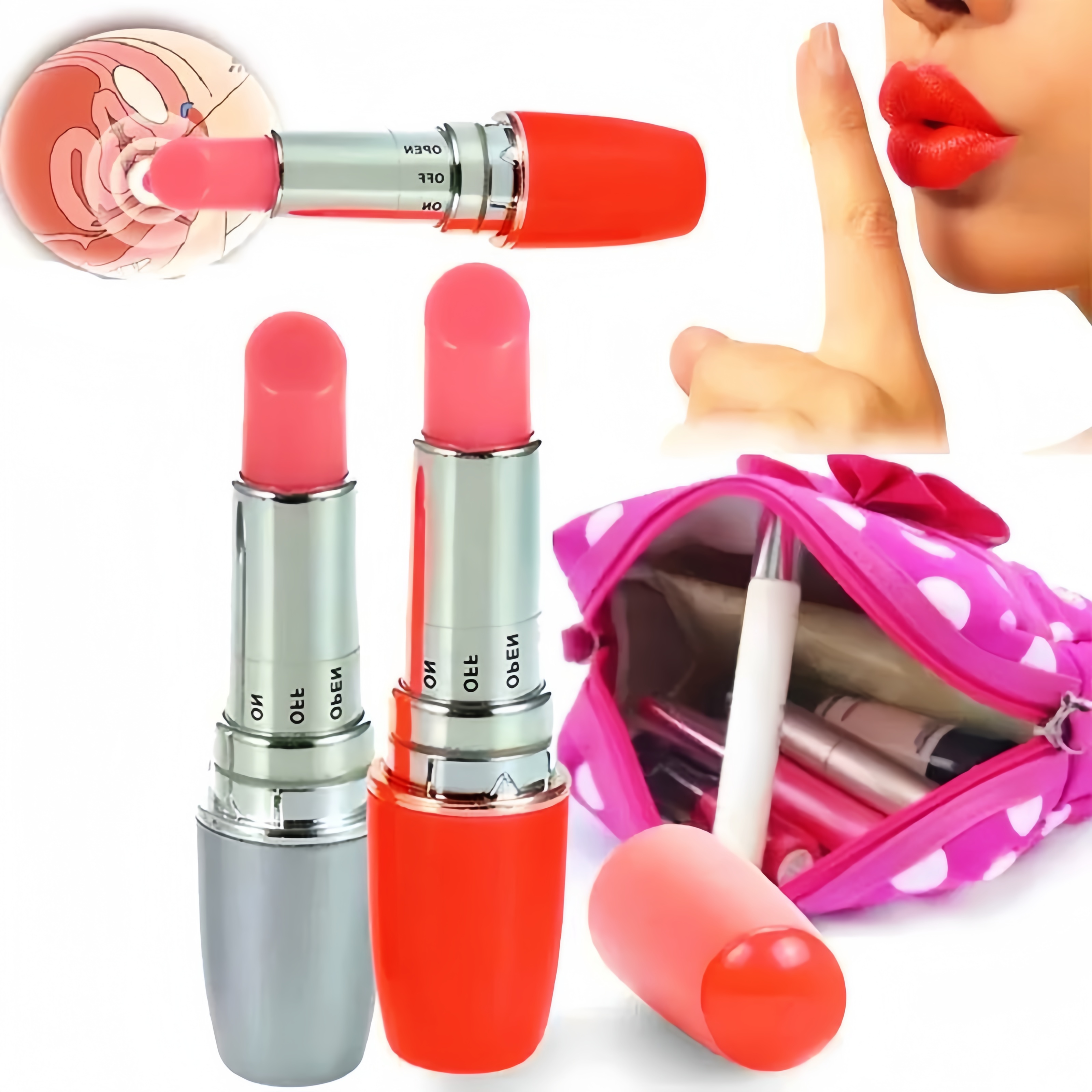 Vibrator Bentuk Lipstik Portabel dengan Multi Mode Getaran Silikon Lembut Body Safe Panjang 9cm Kedalaman 6cm Diameter 1.5cm Tahan Air Baterai 1xAA Bonus Pelumas 8ml