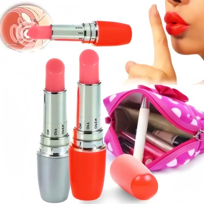 Vibrator Bentuk Lipstik Portabel dengan Multi Mode Getaran Silikon Lembut Body Safe Panjang 9cm Kedalaman 6cm Diameter 1.5cm Tahan Air Baterai 1xAA Bonus Pelumas 8ml