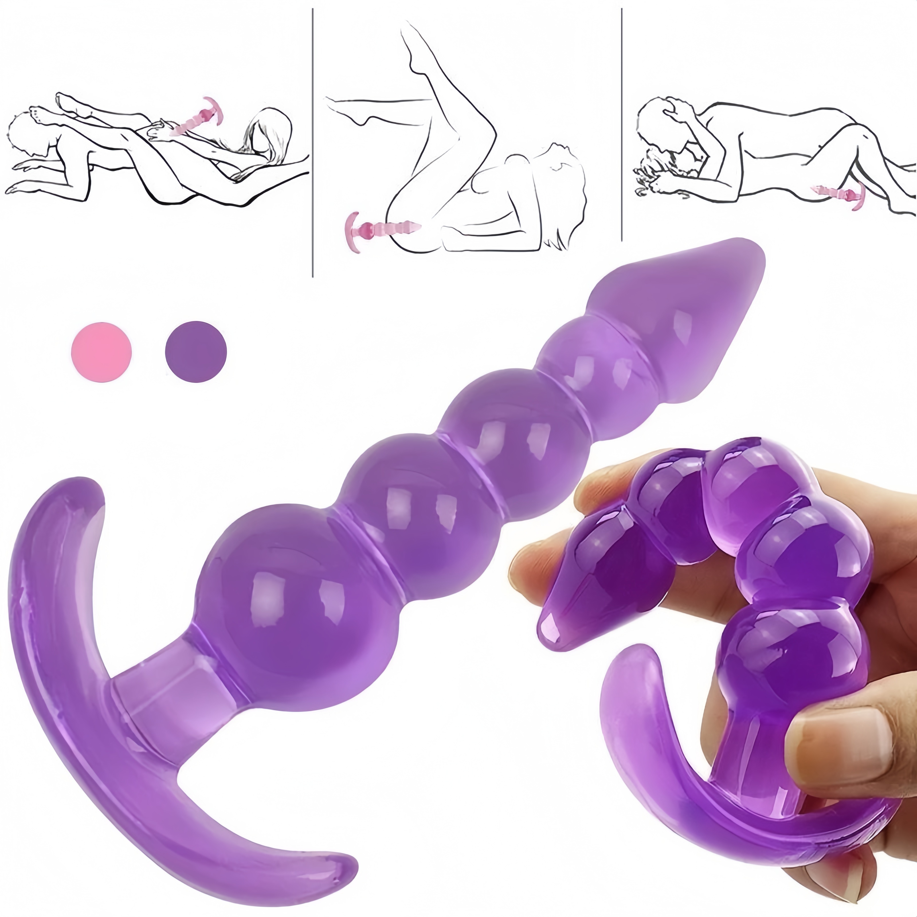 Sumbat Anal Manual Warna Ungu dari Silikon Body Safe Panjang 11cm Diameter 2cm Mudah Dibersihkan Bonus Pelumas 8ml