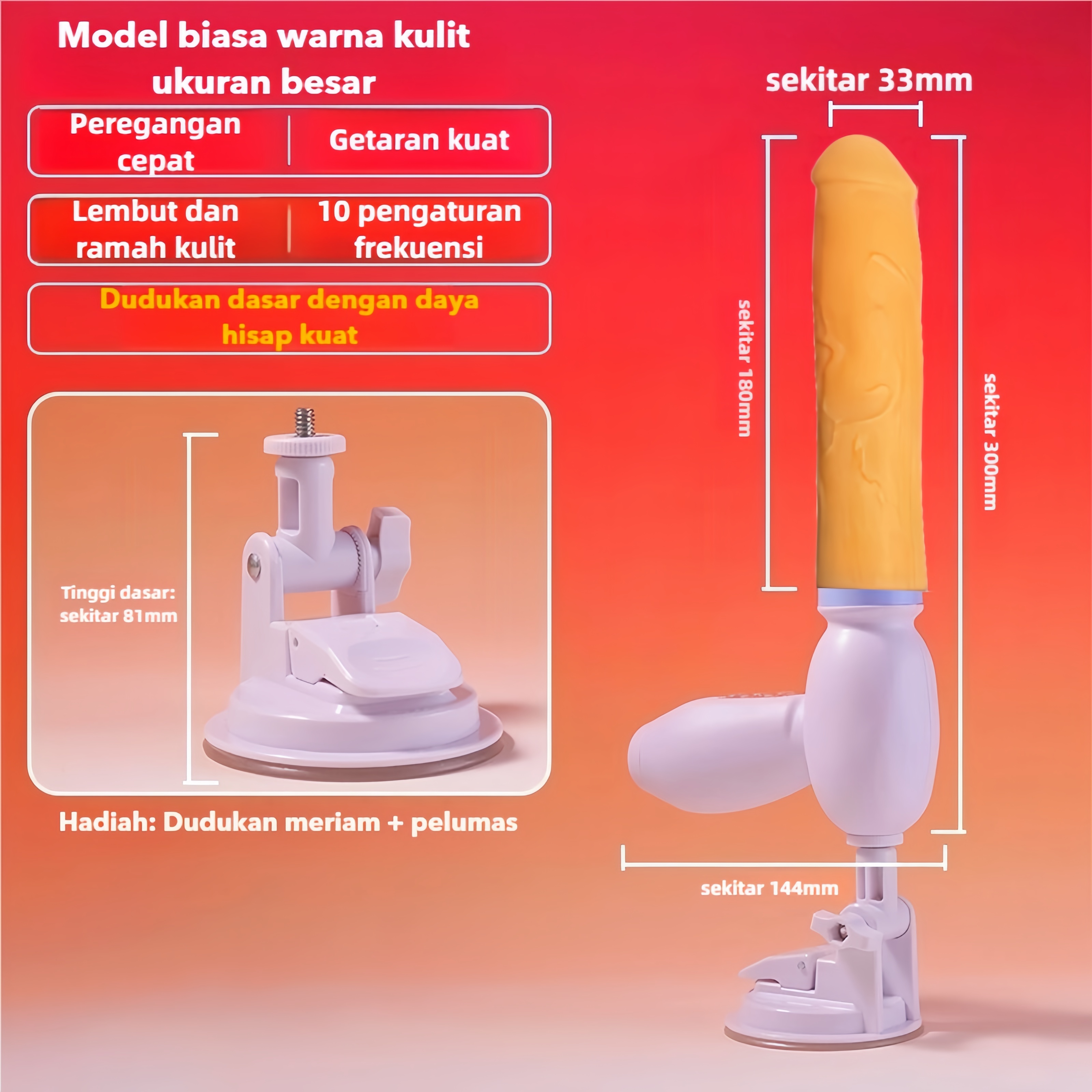 Mainan wanita, replika penis pria, vibrator dengan fungsi kecepatan yang dapat disesuaikan, perpanjangan, dan getaran.