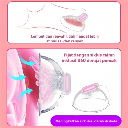 Alat Pijat Payudara dan G Spot Stimulasi Tiga Area Mode Getaran Disesuaikan Nirkabel USB Rechargeable Silikon Lembut Bonus Pelumas 8ml