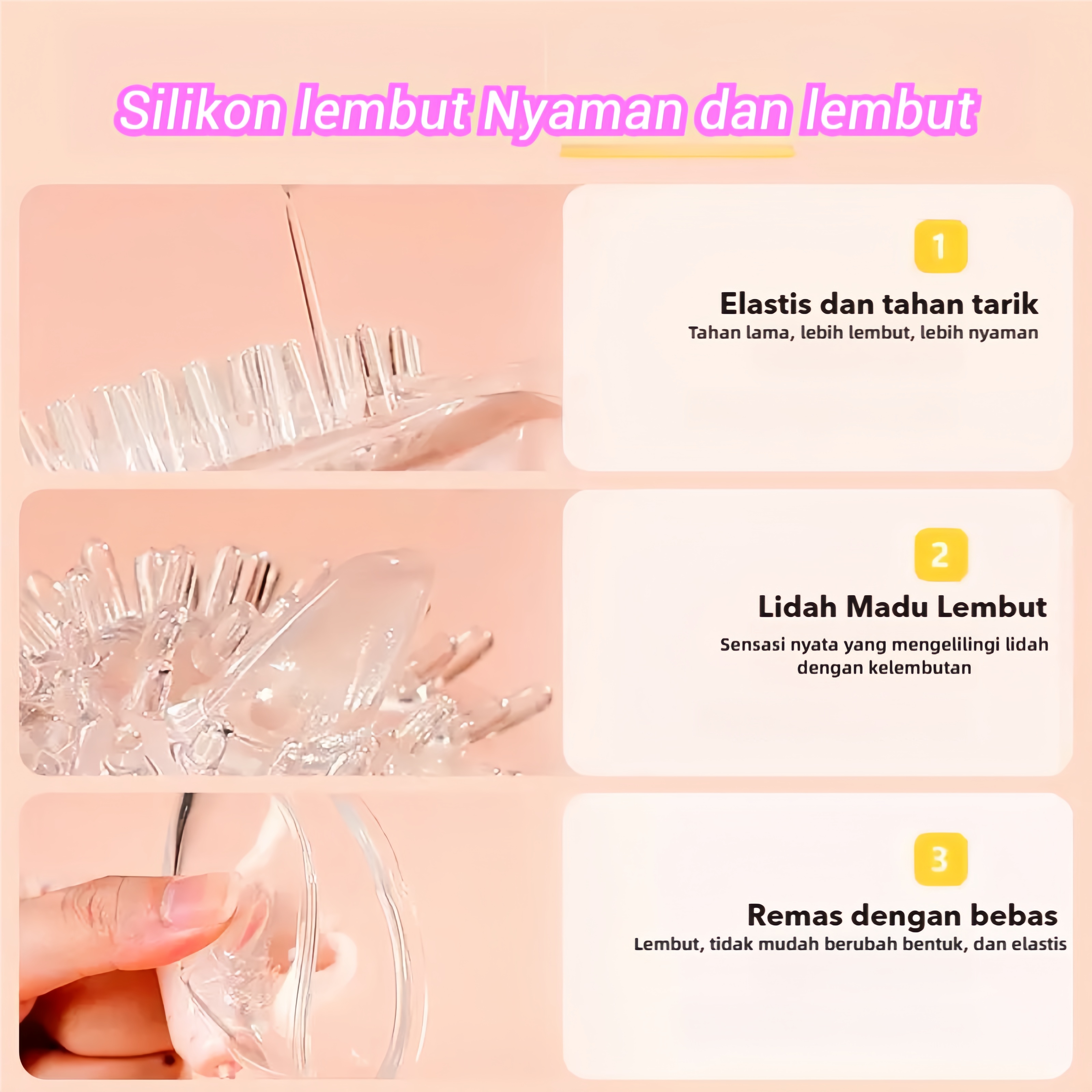 Alat Pijat Payudara dan G Spot Stimulasi Tiga Area Mode Getaran Disesuaikan Nirkabel USB Rechargeable Silikon Lembut Bonus Pelumas 8ml