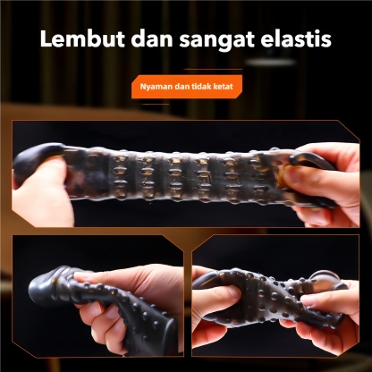 Kondom Elastis Transparan Hitam Bebas Lateks Dapat Digunakan Kembali Panjang 16cm Bukaan 4 hingga 5cm