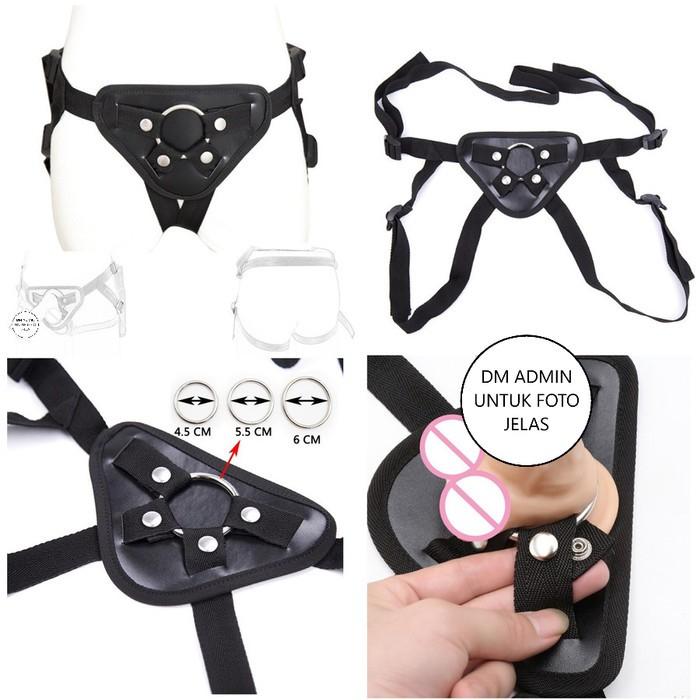 Celana Kulit SM Style Unisex dengan Gesper Elastis Dua Klip 3.5-4.5cm Lubang 4.5cm dan Klip untuk Dildo Bahan Kulit Sintetis