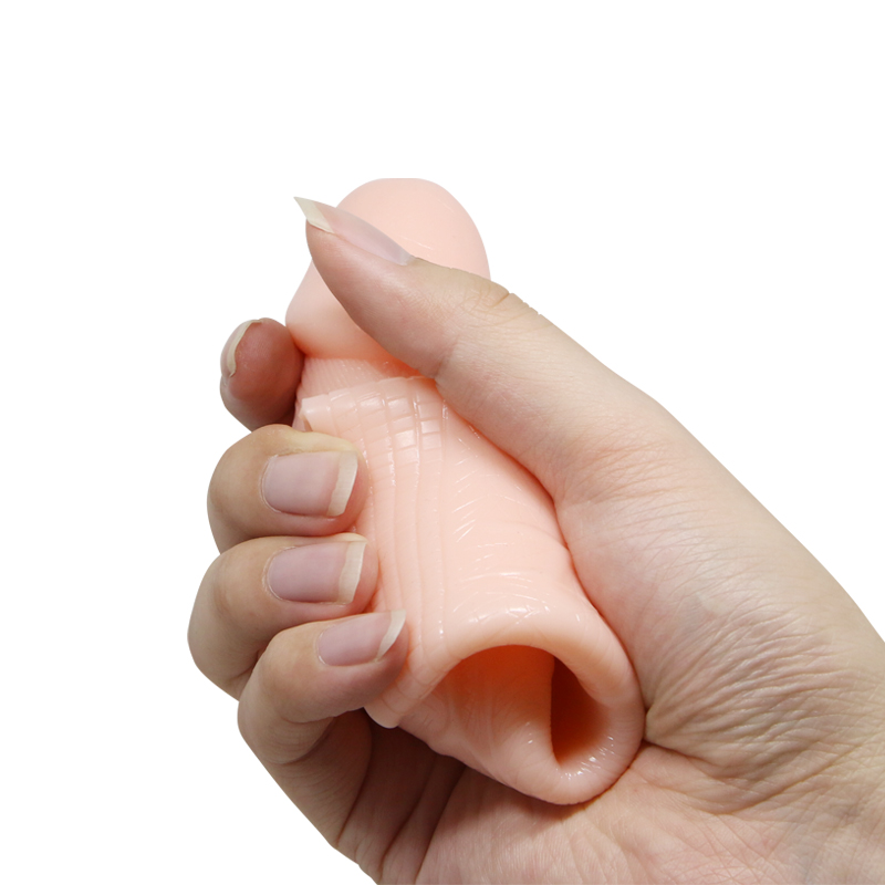 Pembesar Penis Silikon Elastis Kepala Diperpanjang 4cm Cincin Pengencang Total 18cm Bukaan 4 hingga 5cm Warna Kulit Alami
