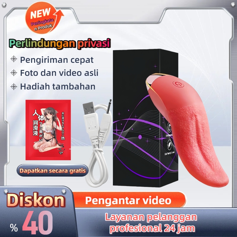 Mainan Penjilat Klitoris Lidah Fleksibel 10 Mode Getaran Bahan TPE dan ABS Tahan Air USB Rechargeable Bonus Pelumas 8ml