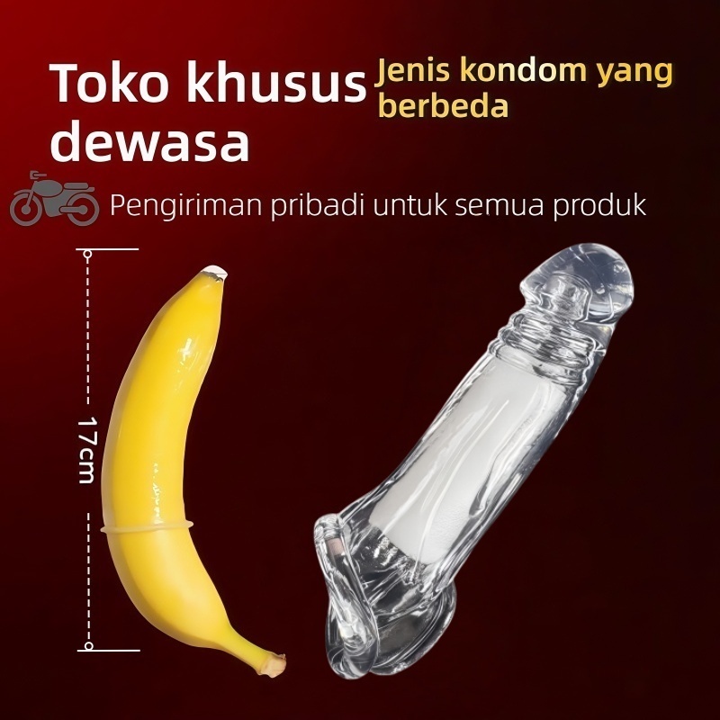 Penambah Pemanjang Penis Instan Silikon Medis Transparan Elastis Tambah 3cm Total 17cm Diameter 3.5cm Dapat Digunakan Kembali