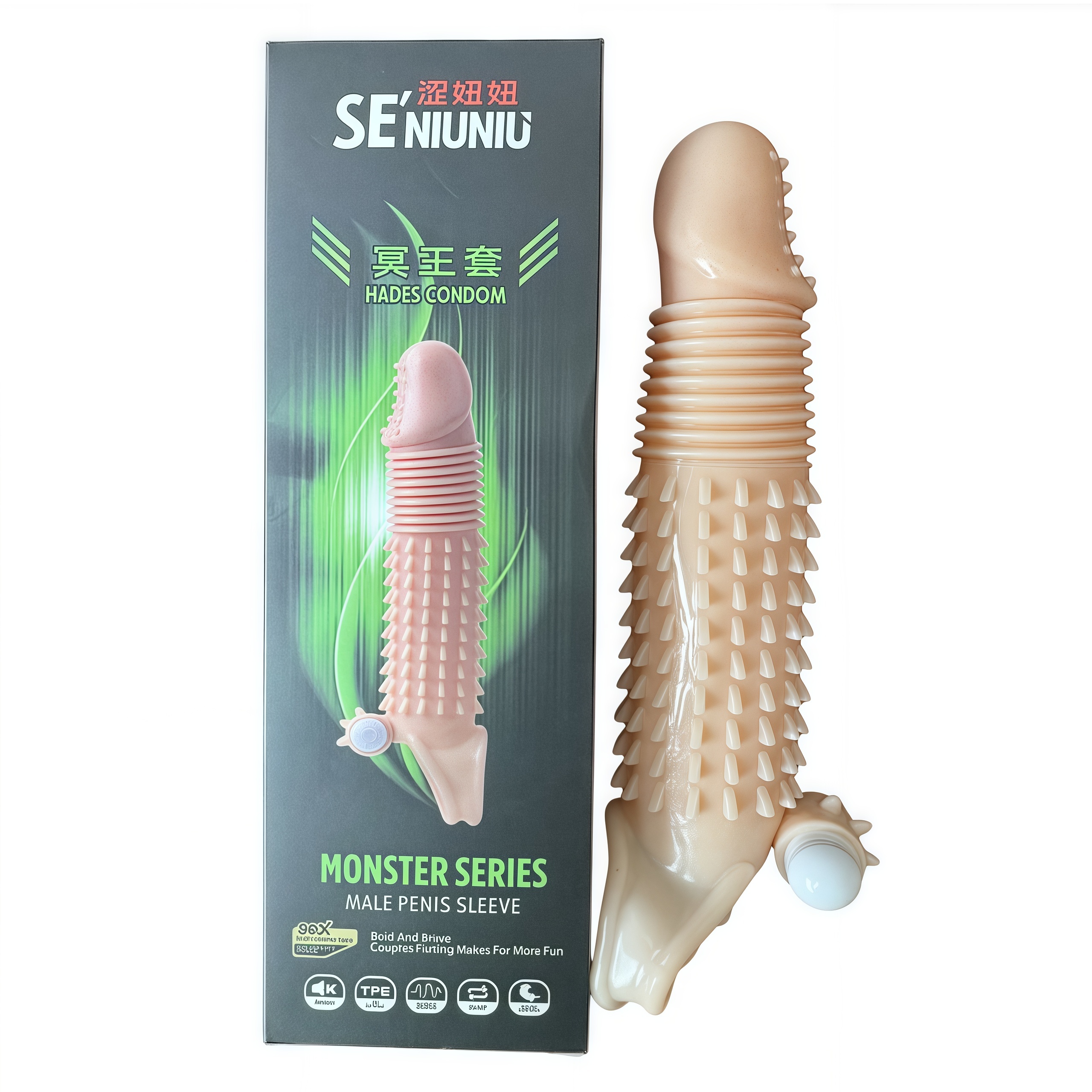 Kondom getar untuk pria, memperpanjang durasi dan mengunci sperma.