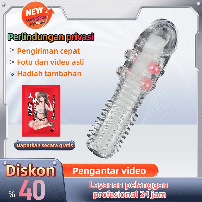 Kondom Transparan Pria Silikon Elastis Sehat Aman Cocok Semua Ukuran Panjang 14cm Diameter 3cm Dapat Digunakan Kembali