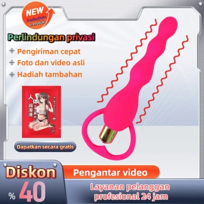 Alat Bantu Seks Anal Bergetar Warna Pink Getaran Ganda Silikon Body Safe Panjang 15cm Kedalaman 13cm