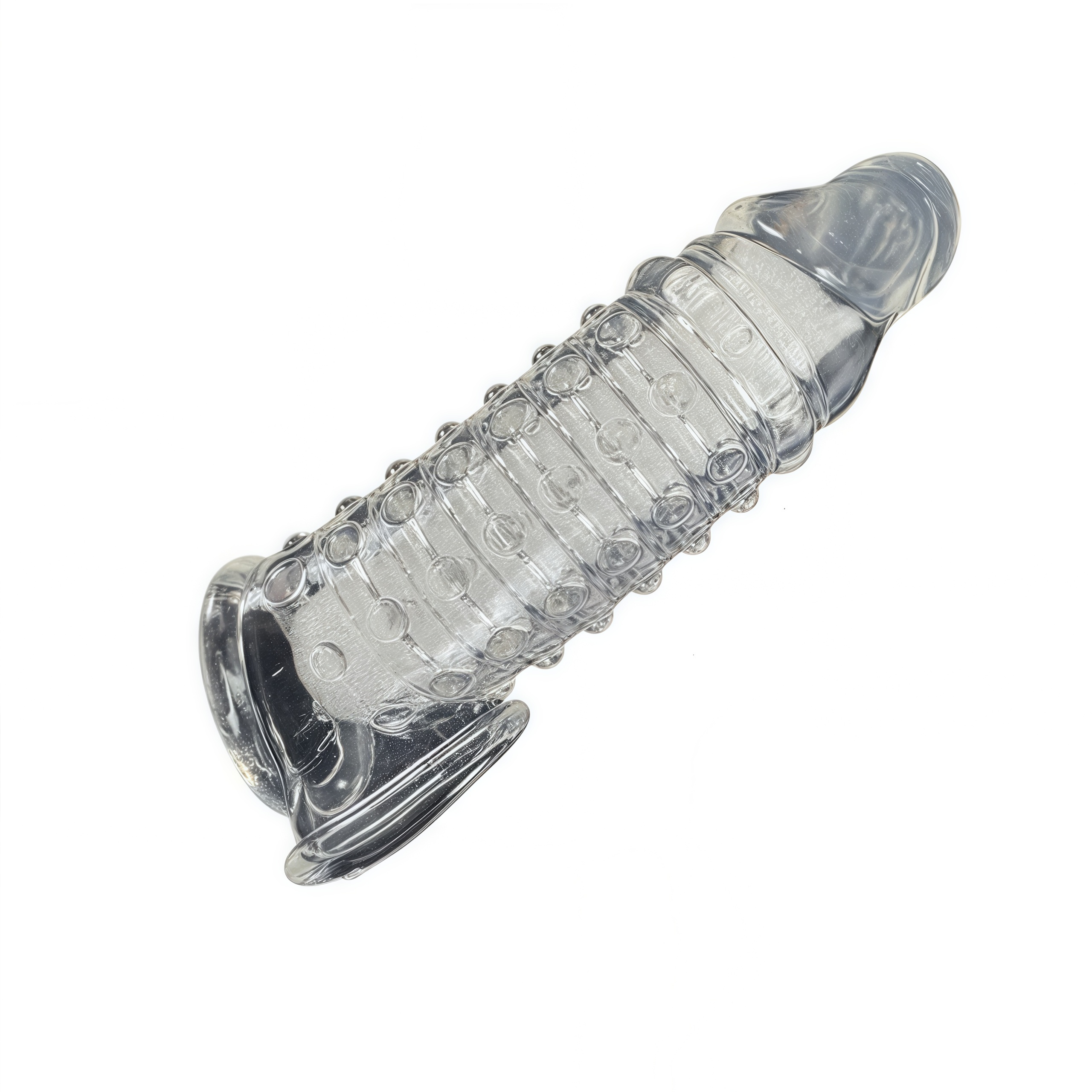 Sarung penis transparan, cocok untuk digunakan oleh pria.