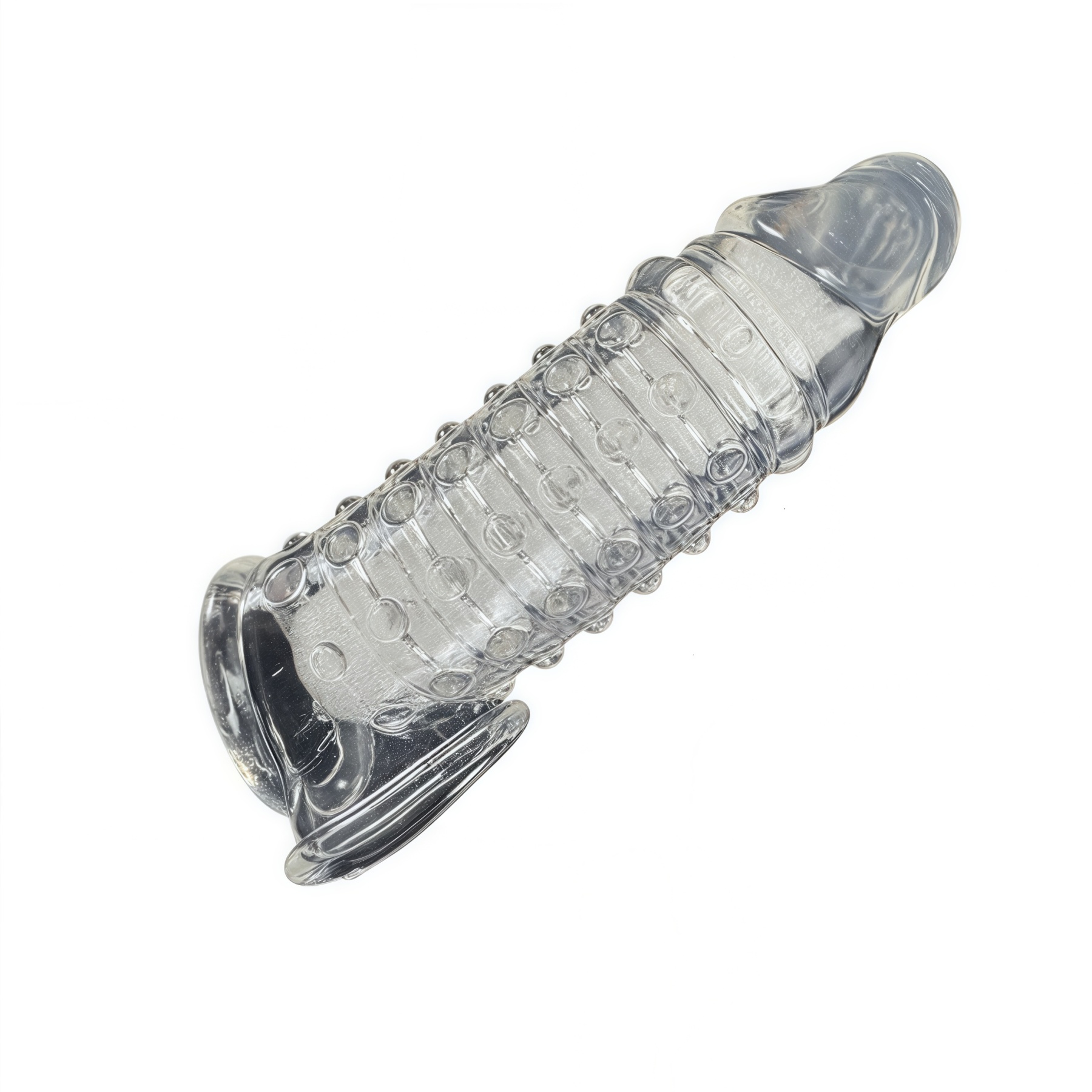 Sarung penis transparan, cocok untuk digunakan oleh pria.