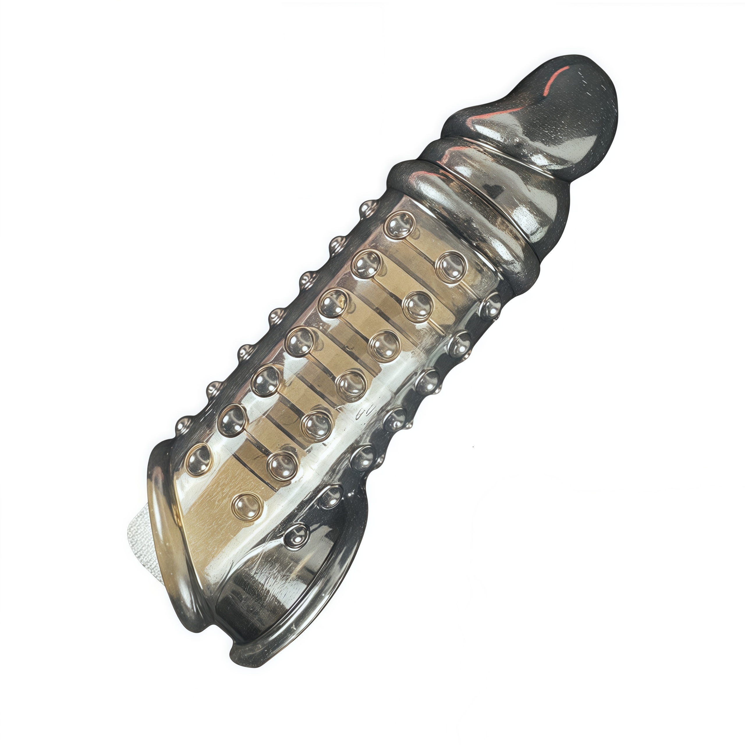 Sarung penis transparan berwarna hitam cocok untuk pria.