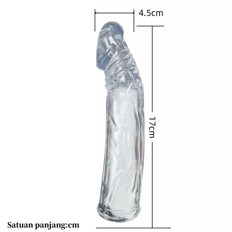 (DF-28)Sarung penis transparan untuk pria, model pemanjang.