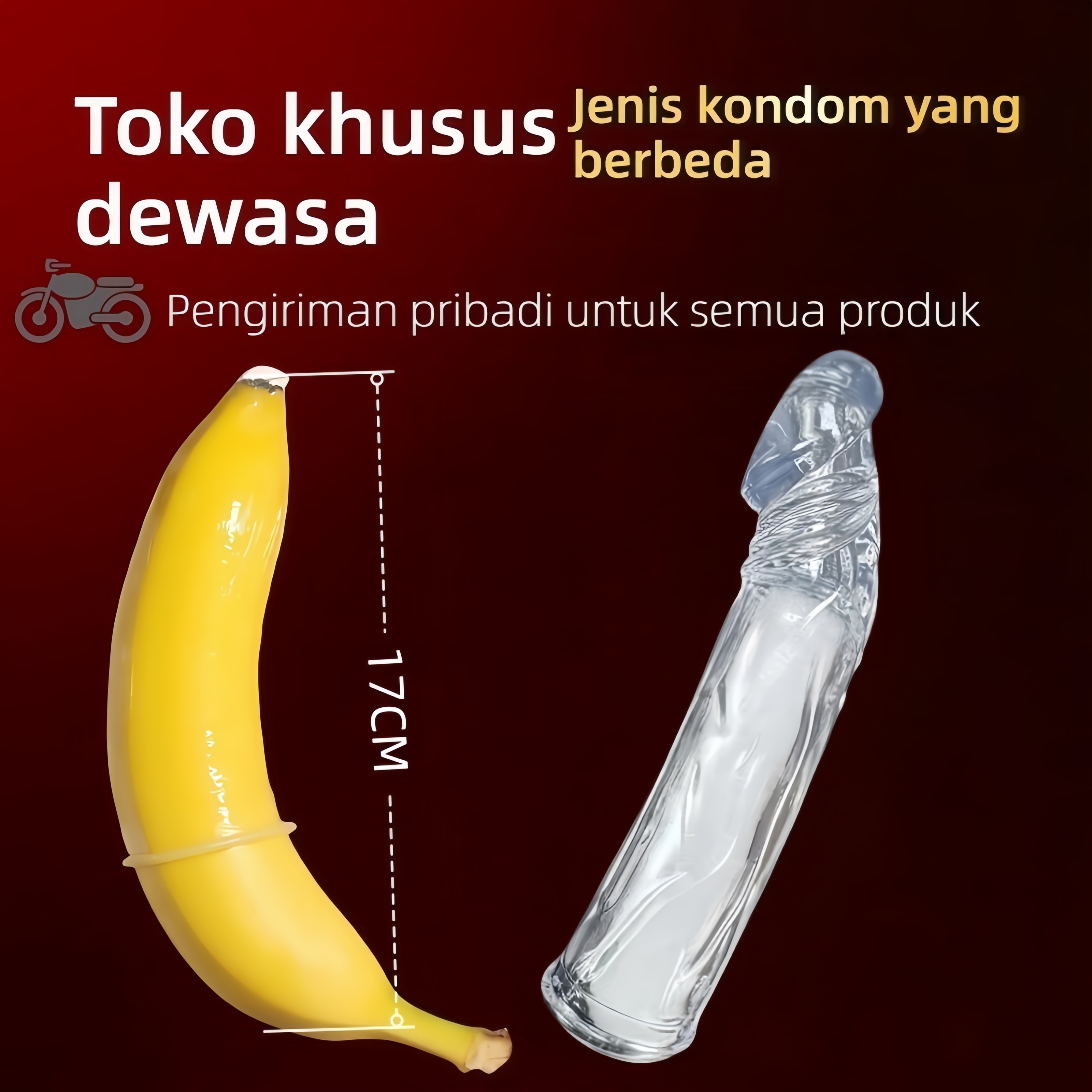 Kondom Pria Panjang 17cm Ekstensi Kepala 4cm Elastis Tinggi Cocok Semua Ukuran Bukaan 3.5-4.5cm Bahan Transparan Bebas Lateks