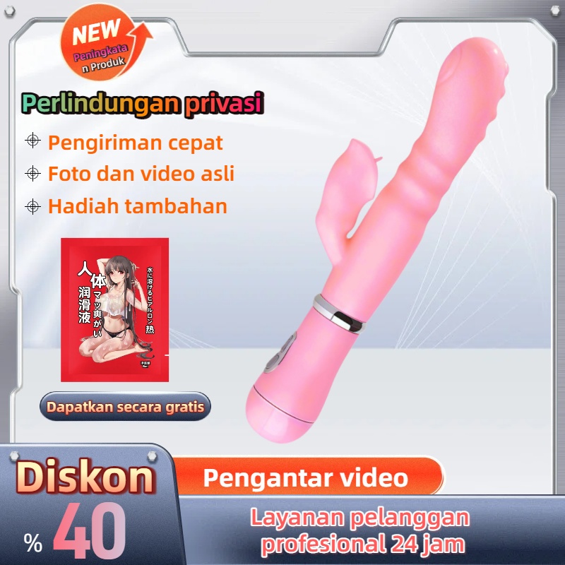 Vibrator Dual Motor Realistis Getaran Ganda Silikon Lembut Tahan Air Panjang 20cm Kedalaman 13cm Diameter 2cm