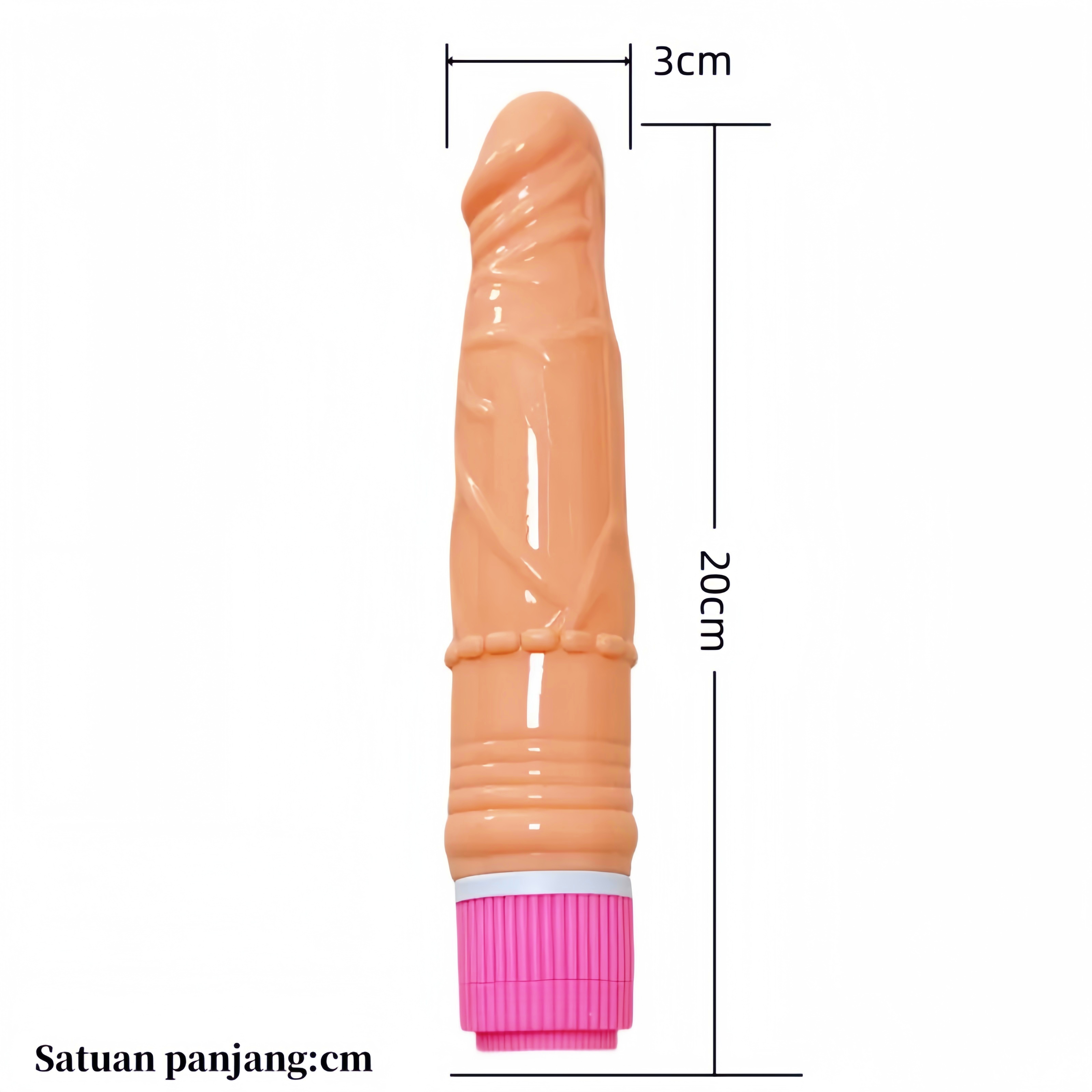 Dildo Getar Realistis dengan Getaran Kuat Tahan Air Silikon Lembut Body Safe Panjang 20cm Kedalaman 18cm Diameter 3cm Baterai 2xAA Bonus Pelumas 8ml