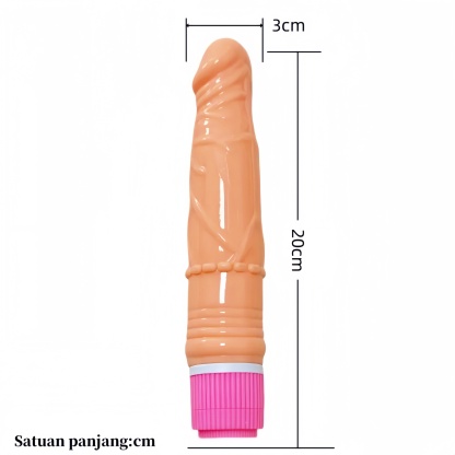Dildo Getar Realistis dengan Getaran Kuat Tahan Air Silikon Lembut Body Safe Panjang 20cm Kedalaman 18cm Diameter 3cm Baterai 2xAA Bonus Pelumas 8ml
